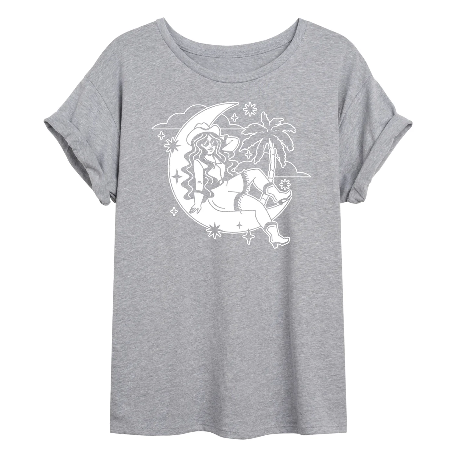 Instant Message - Cowgirl Moon - Women's Oversized Graphic T-Shirt - Image 2