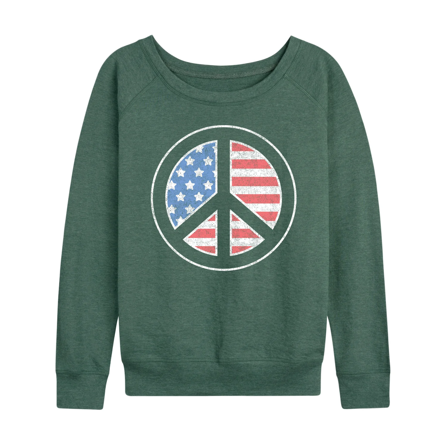 Instant Message - USA Flag Inside Peace Sign - Women's Lightweight French Terry Long Sleeve Shirt - Image 2
