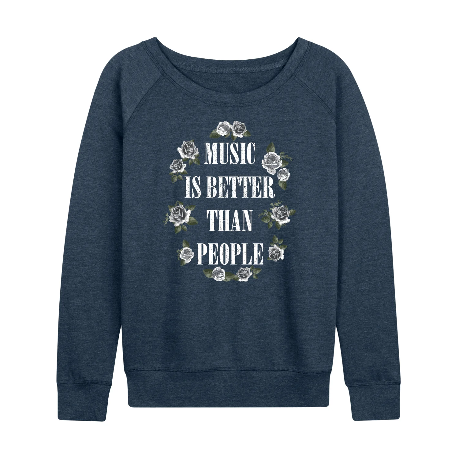 Instant Message - Music Is Better Than People - Women's Lightweight French Terry Long Sleeve Shirt - Image 2