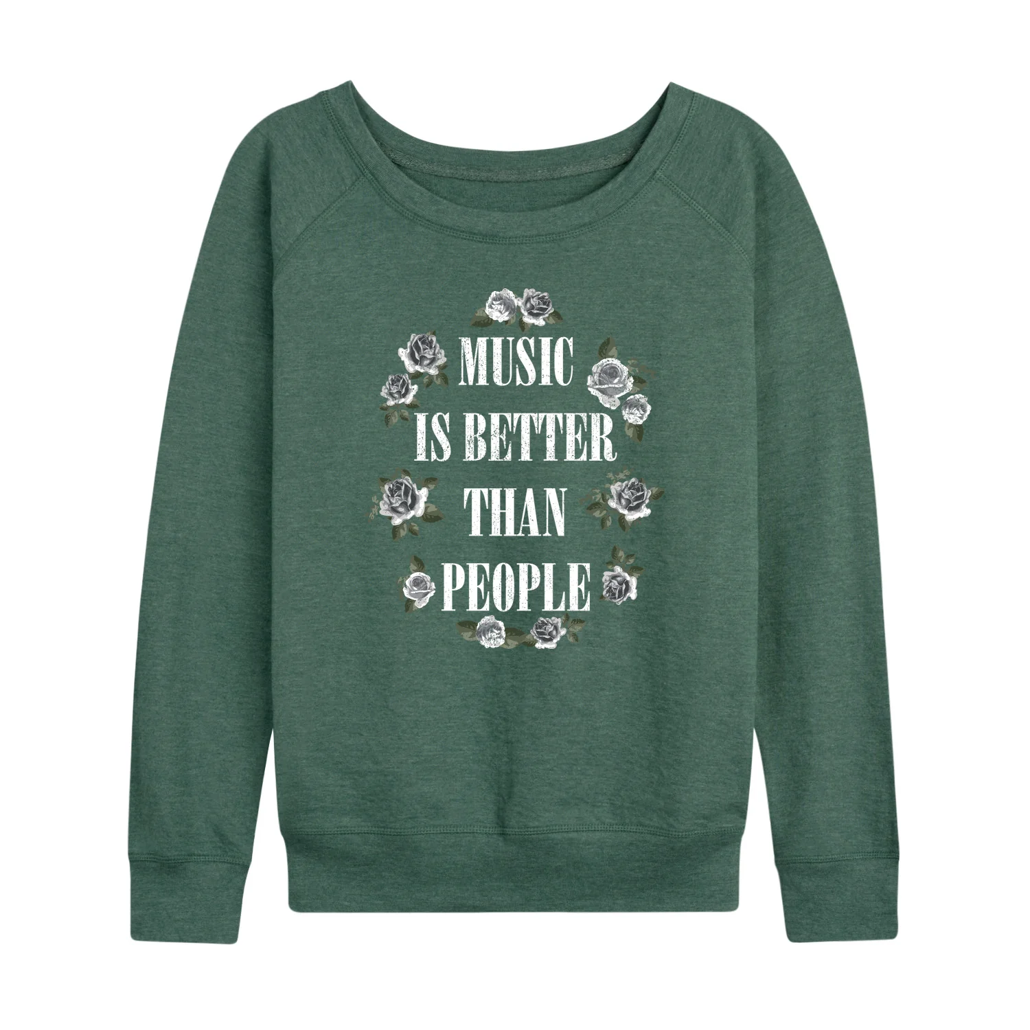 Instant Message - Music Is Better Than People - Women's Lightweight French Terry Long Sleeve Shirt - Image 3
