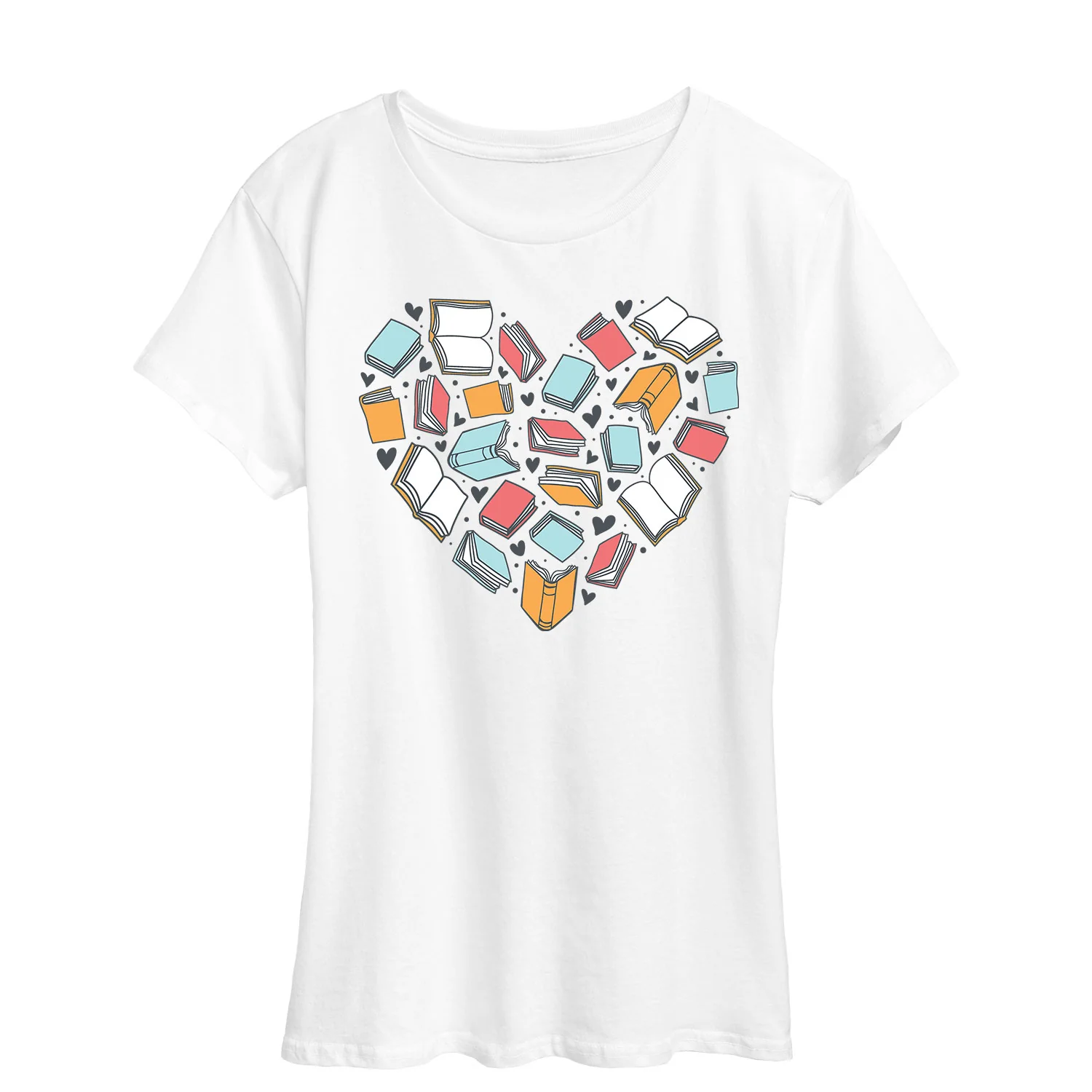 Instant Message - Book Heart - Women's Short Sleeve Graphic T-Shirt - Image 9