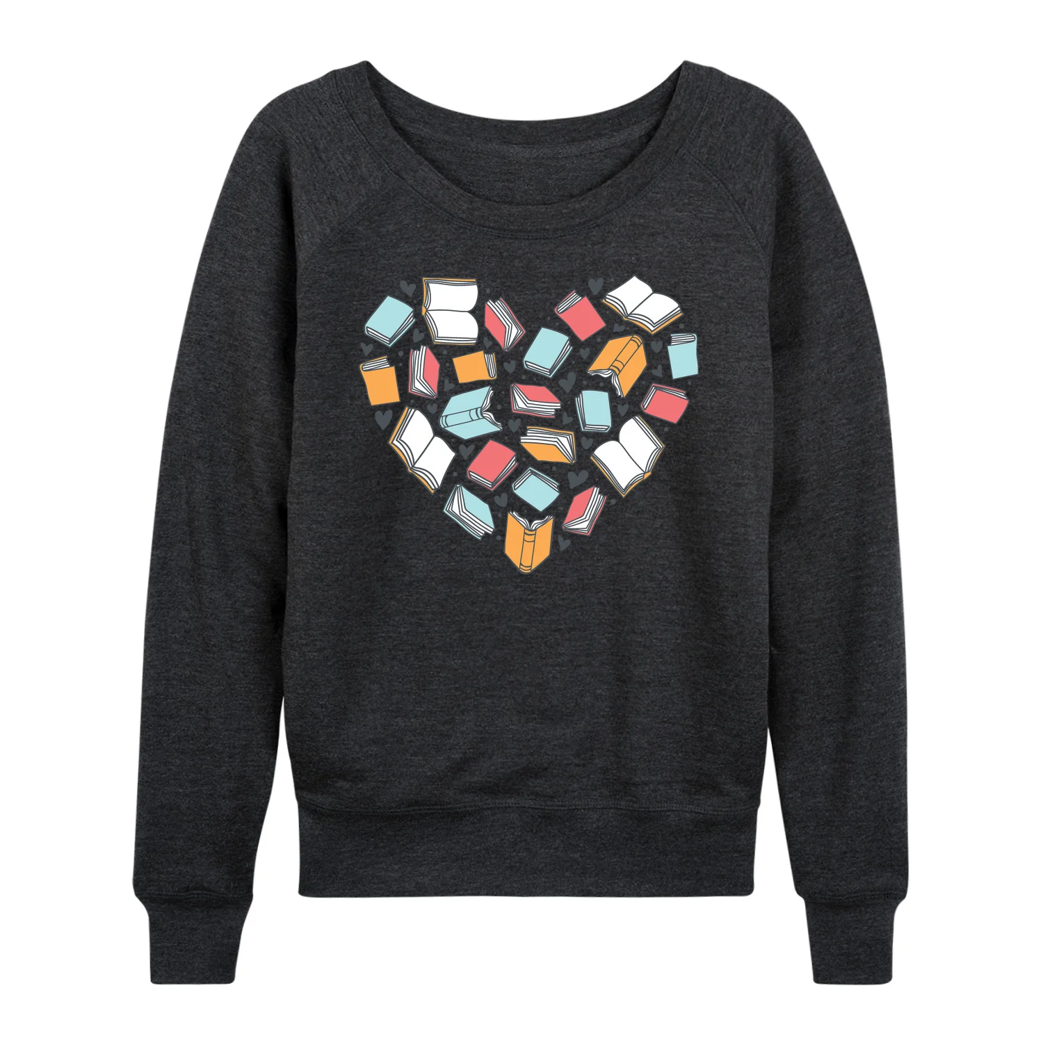 Instant Message - Book Heart - Women's Lightweight French Terry Long Sleeve Shirt - Image 3