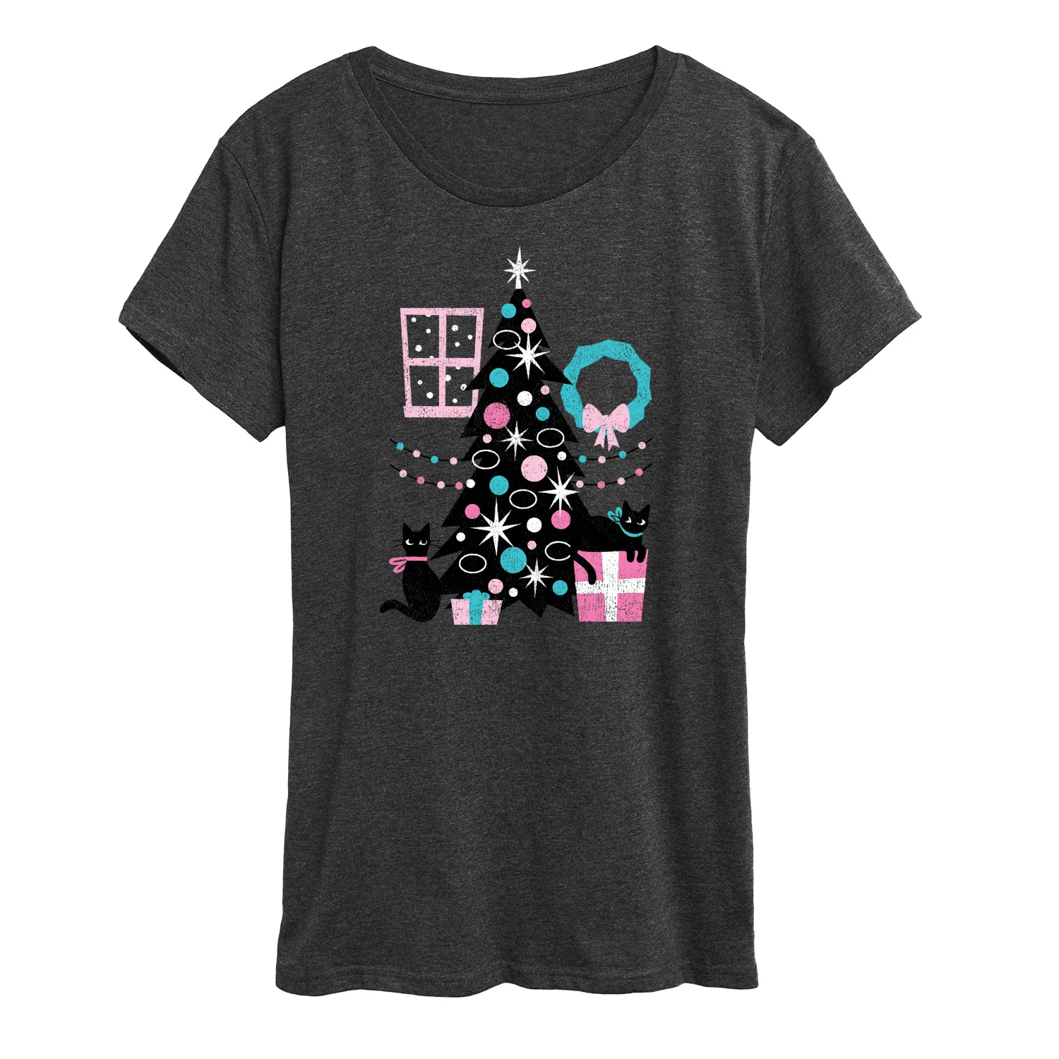 Instant Message - Christmas - Cats, Tree, & Décor - Women's Short Sleeve Graphic T-Shirt - Image 3