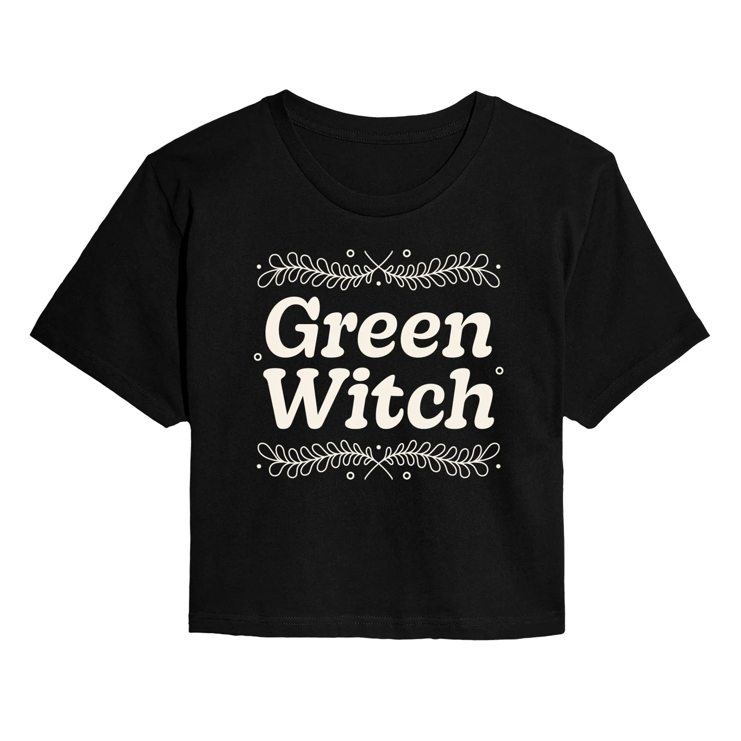 Instant Message - Green Witch - Juniors Cropped Graphic T-Shirt