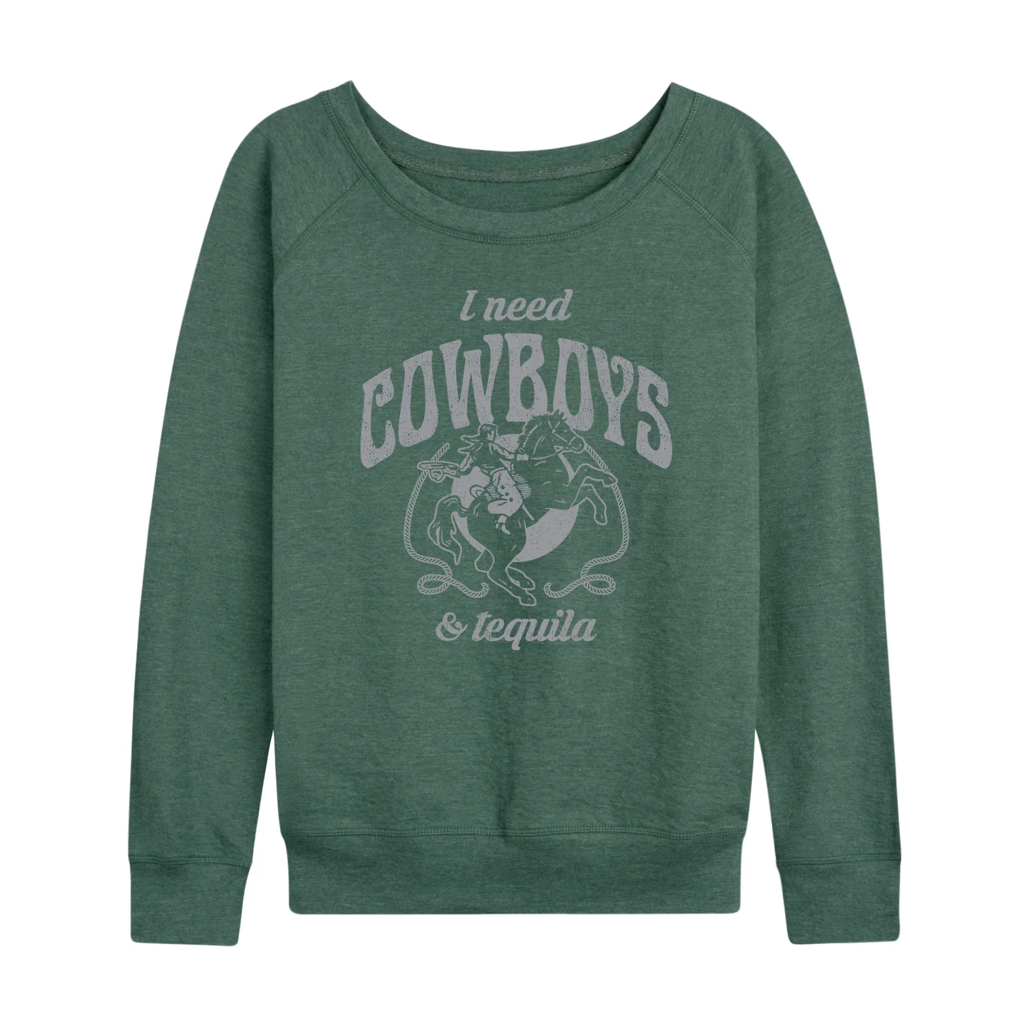 Instant Message - I Need Cowboys And Tequila - Women's Lightweight French Terry Long Sleeve Shirt - Image 3