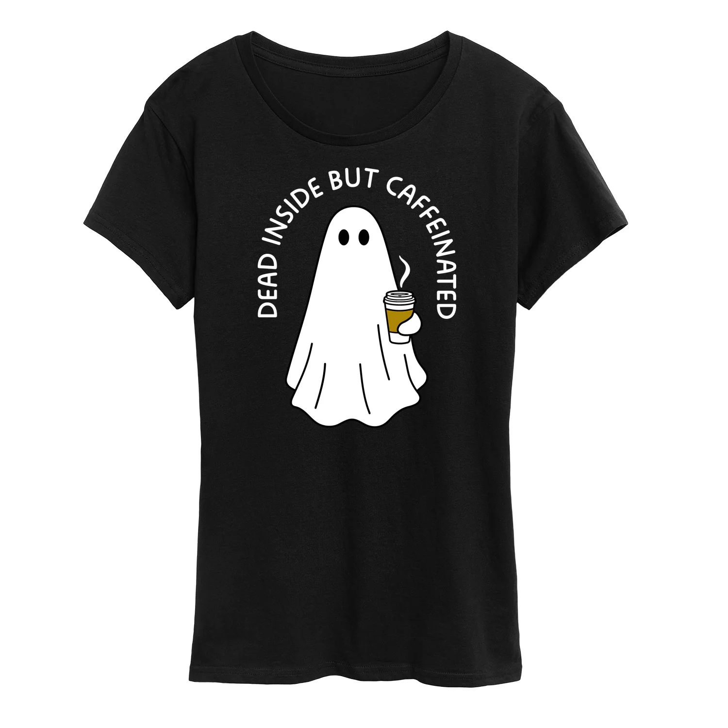 Instant Message - Dead Inside Caffeinated Ghost - Women's Short Sleeve Graphic T-Shirt
