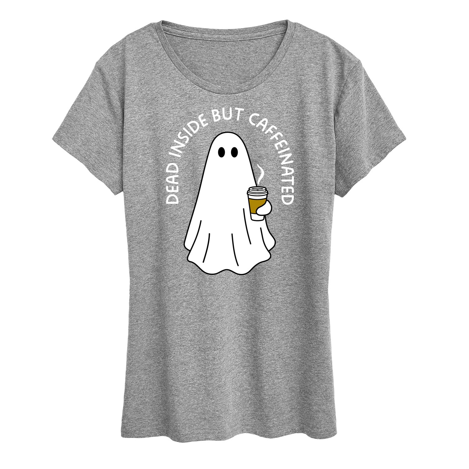 Instant Message - Dead Inside Caffeinated Ghost - Women's Short Sleeve Graphic T-Shirt - Image 2