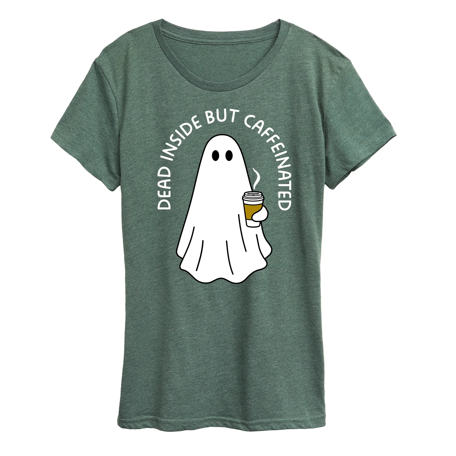 Instant Message - Dead Inside Caffeinated Ghost - Women's Short Sleeve Graphic T-Shirt - Image 3