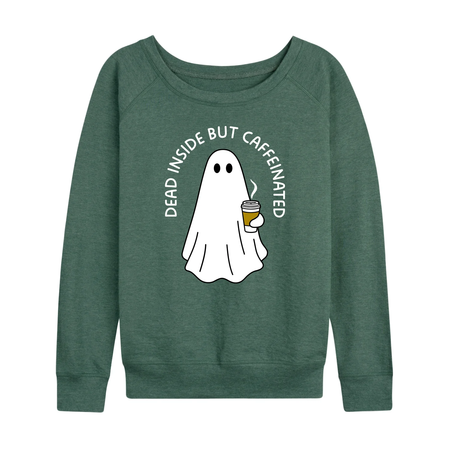 Instant Message - Dead Inside Caffeinated Ghost - Women's Lightweight French Terry Long Sleeve Shirt - Image 3