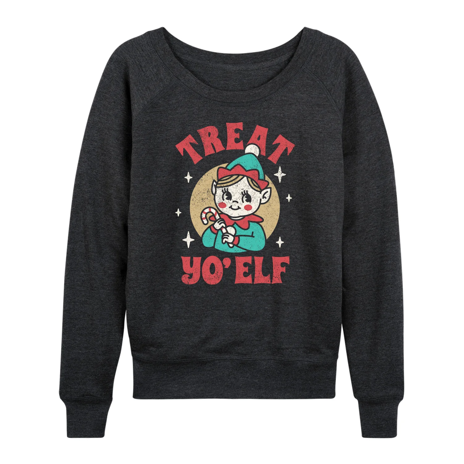 Instant Message - Treat Yo Elf Christmas - Women's Lightweight French Terry Long Sleeve Shirt