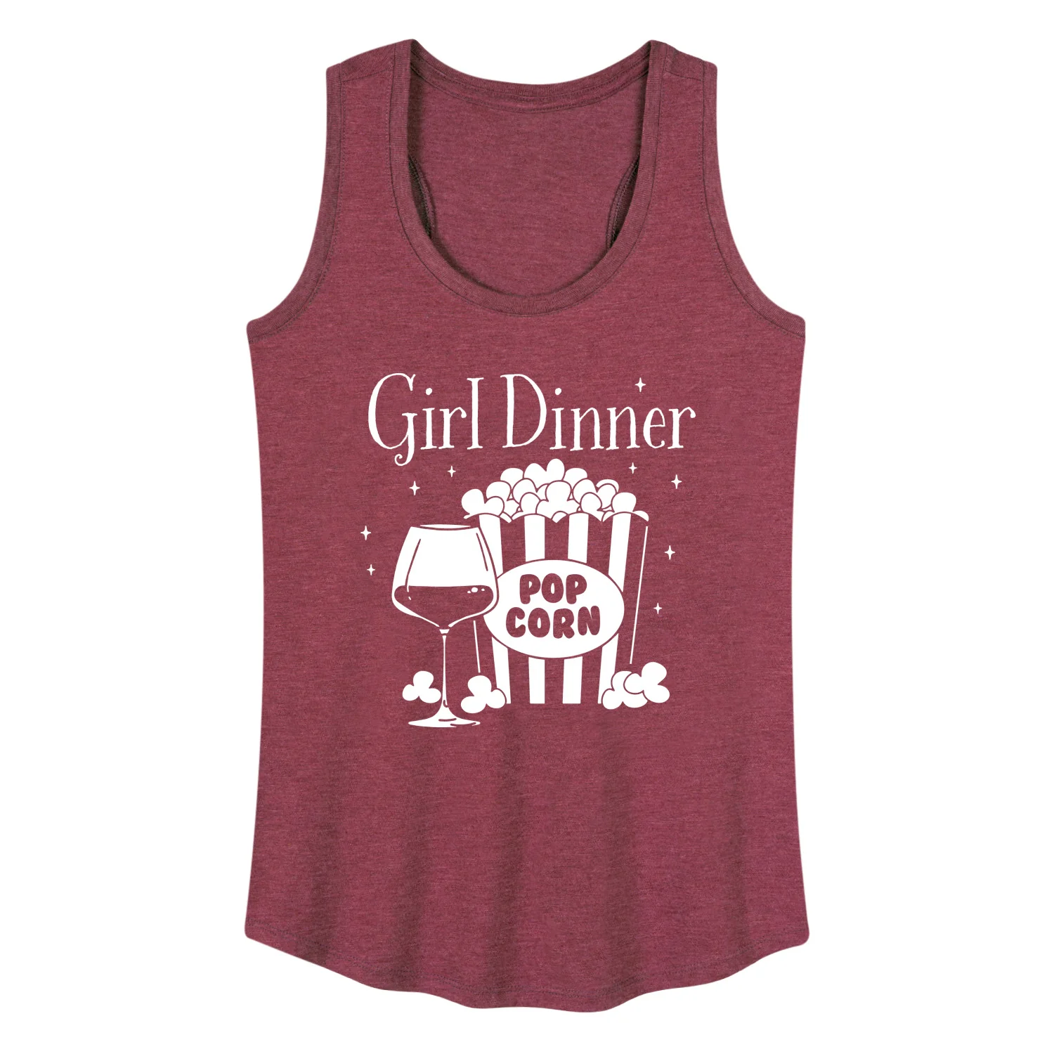 Instant Message - Girl Dinner Wine And Popcorn - Ladies Racerback Tank - Image 4