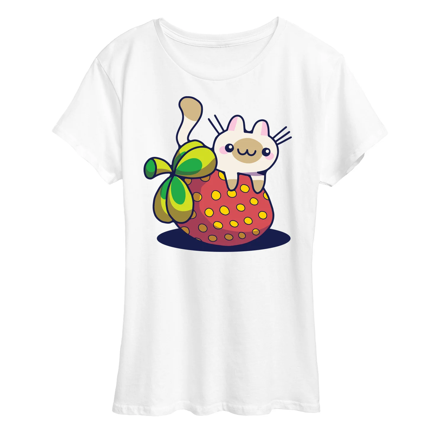 Instant Message - Kawaii - Cats Love Strawberries - Women's Short Sleeve Graphic T-Shirt - Image 2