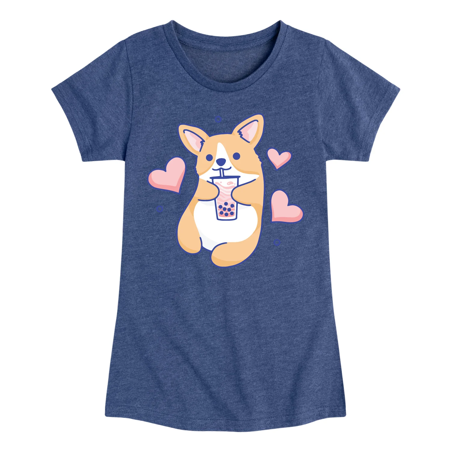 Instant Message - Kawaii - Corgis Love Boba Tea - Toddler & Youth Girls Short Sleeve T-Shirt - Image 3