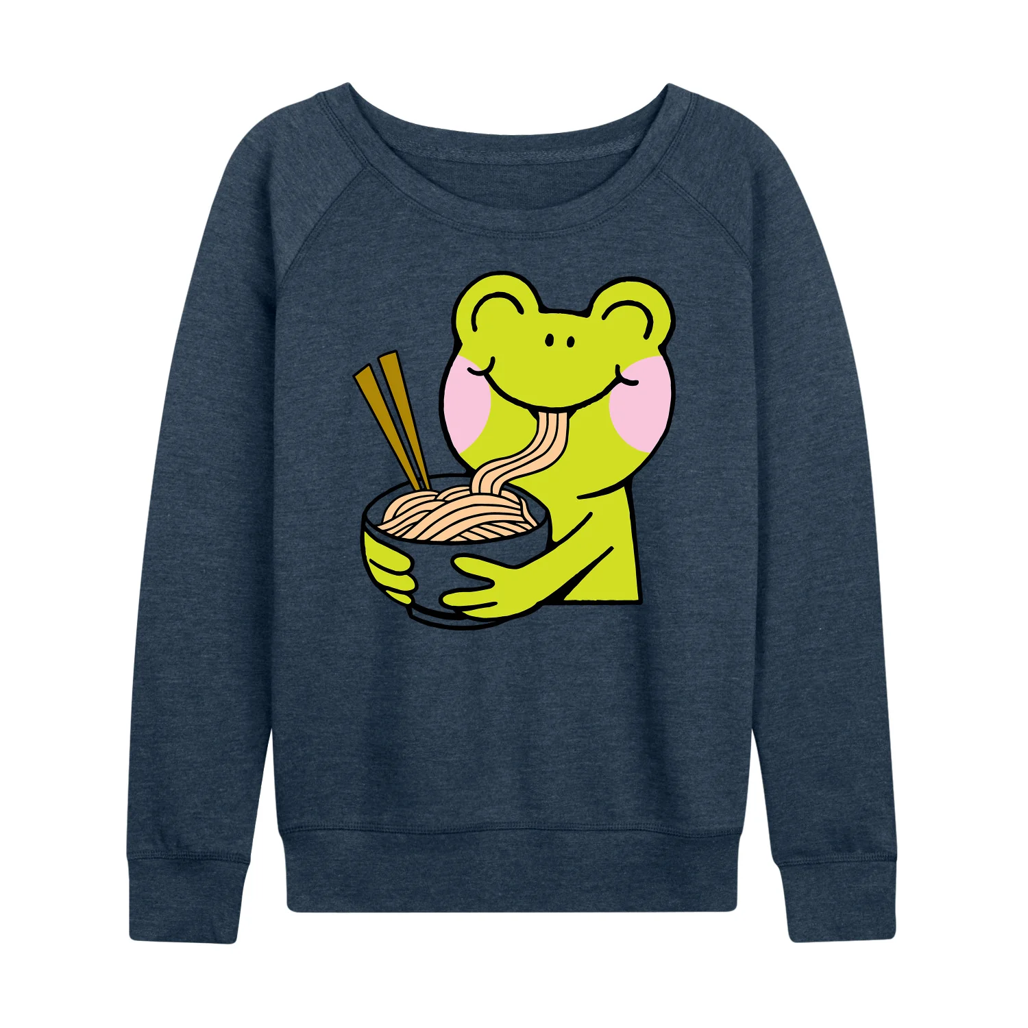 Instant Message - Kawaii - Ramen Noodles For Frog - Women's Lightweight French Terry Long Sleeve Shirt - Image 3