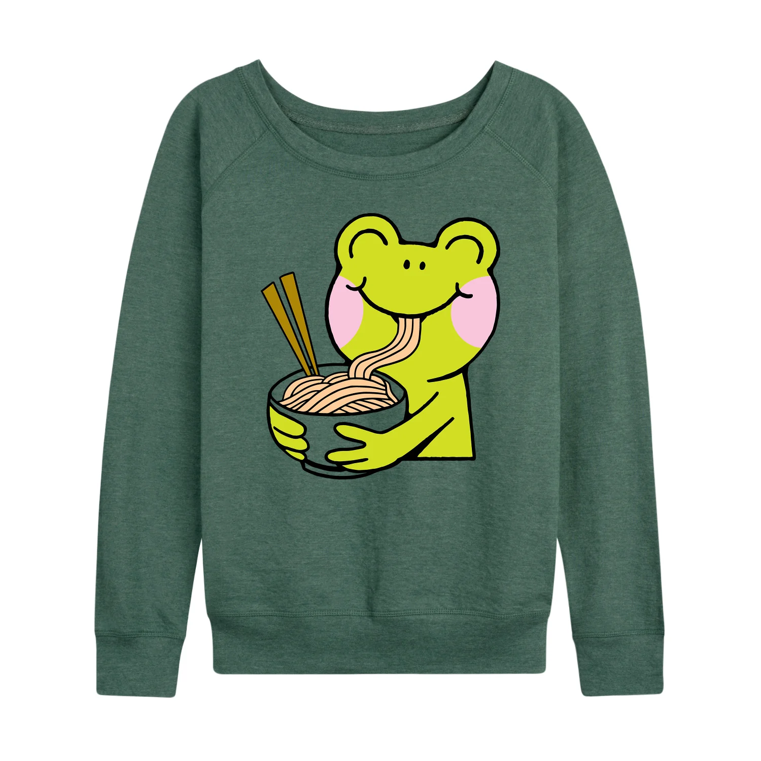 Instant Message - Kawaii - Ramen Noodles For Frog - Women's Lightweight French Terry Long Sleeve Shirt - Image 4