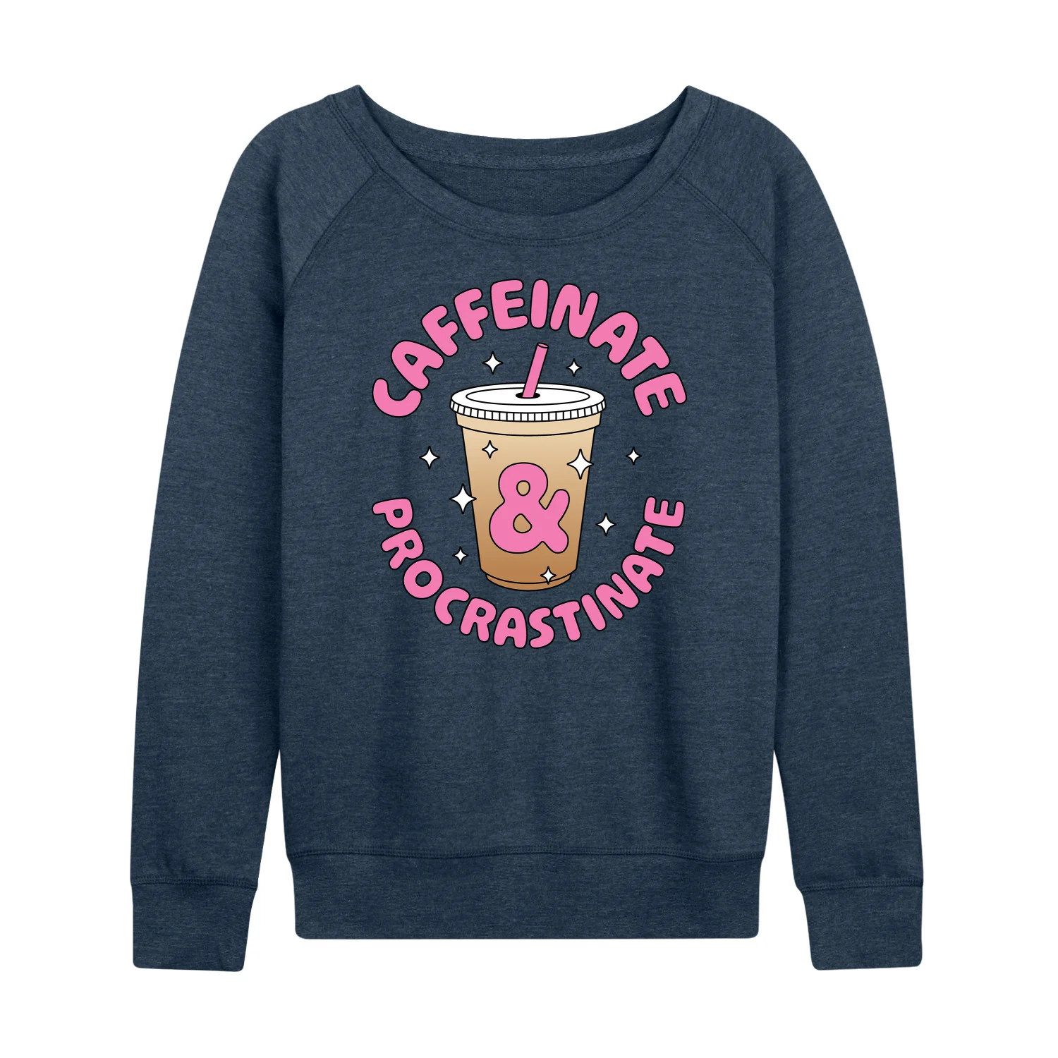 Instant Message - Coffee Lover - Caffeinate & Procrastinate - Women's Lightweight French Terry Long Sleeve Shirt - Image 3