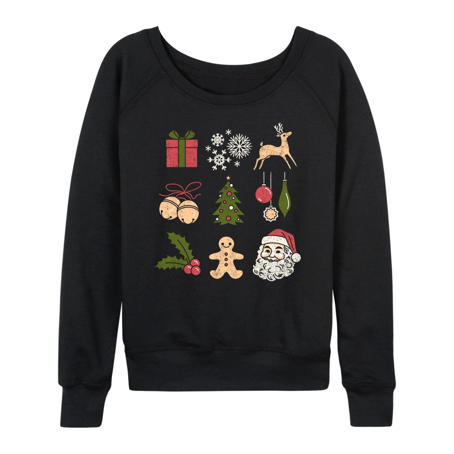 Instant Message - Christmas Icon Grid - Women's French Terry Long Sleeve Pullover - Image 2