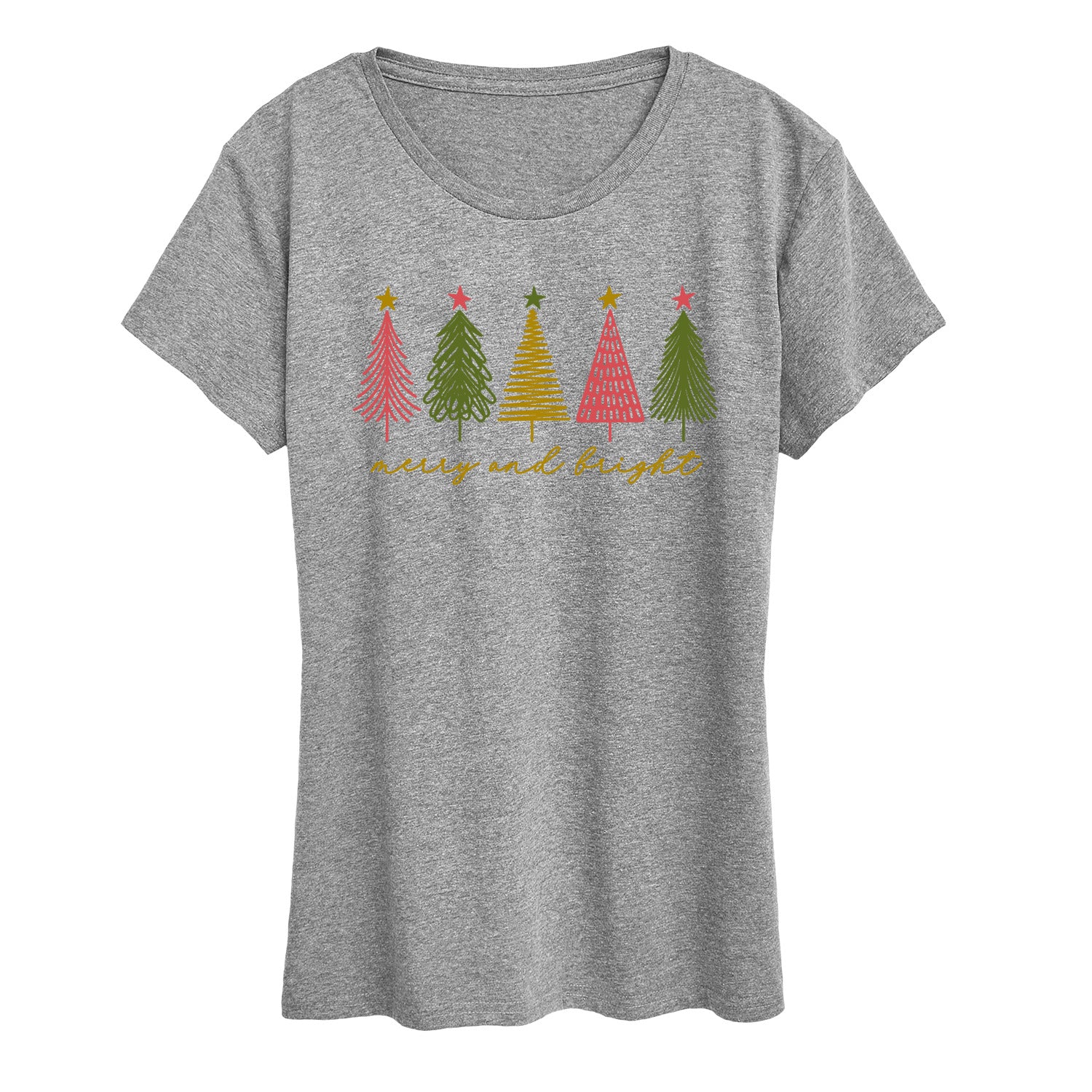 Instant Message - Merry And Bright Christmas Trees - Women's Short Sleeve Graphic T-shirt - Image 6