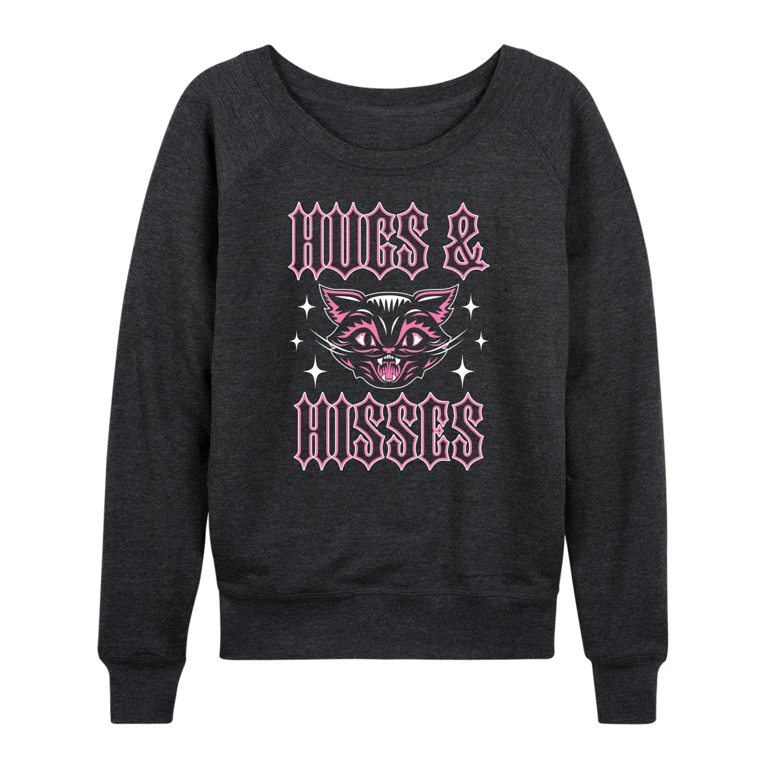 Instant Message - Valentine's Day Hugs And Hisses Cat - Women's Lightweight French Terry Long Sleeve Shirt