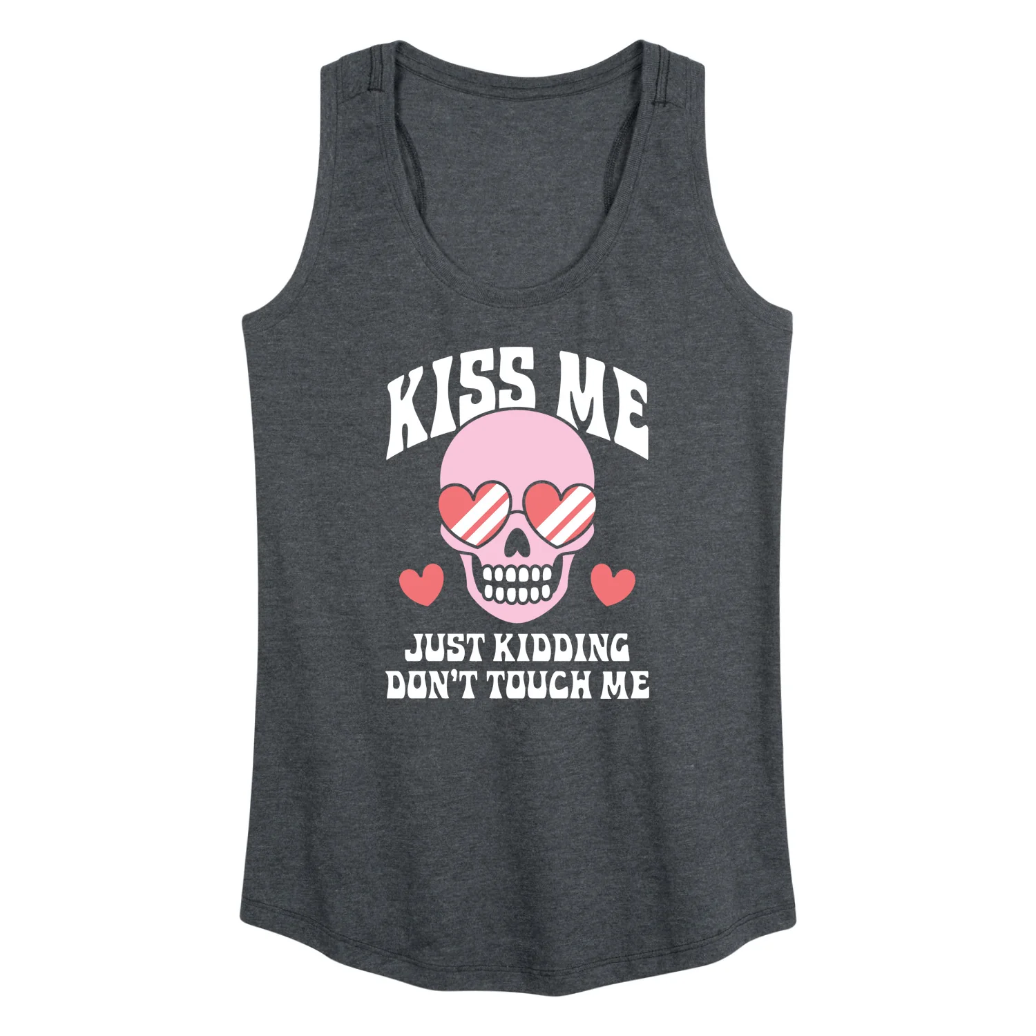 Instant Message - Valentine's Day Kiss Me Just Kidding - Women's Racerback Tank Top - Image 2