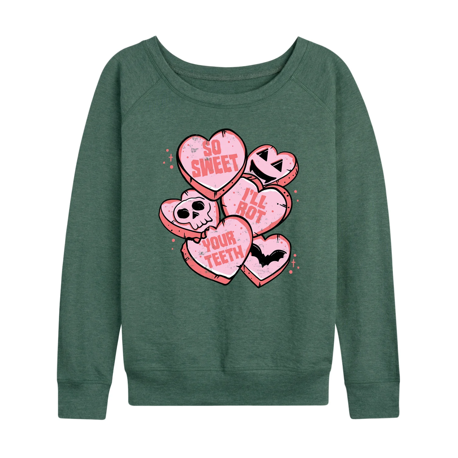 Instant Message - Valentine's Day So Sweet I'll Rot Your Teeth - Women's Lightweight French Terry Long Sleeve Shirt - Image 2