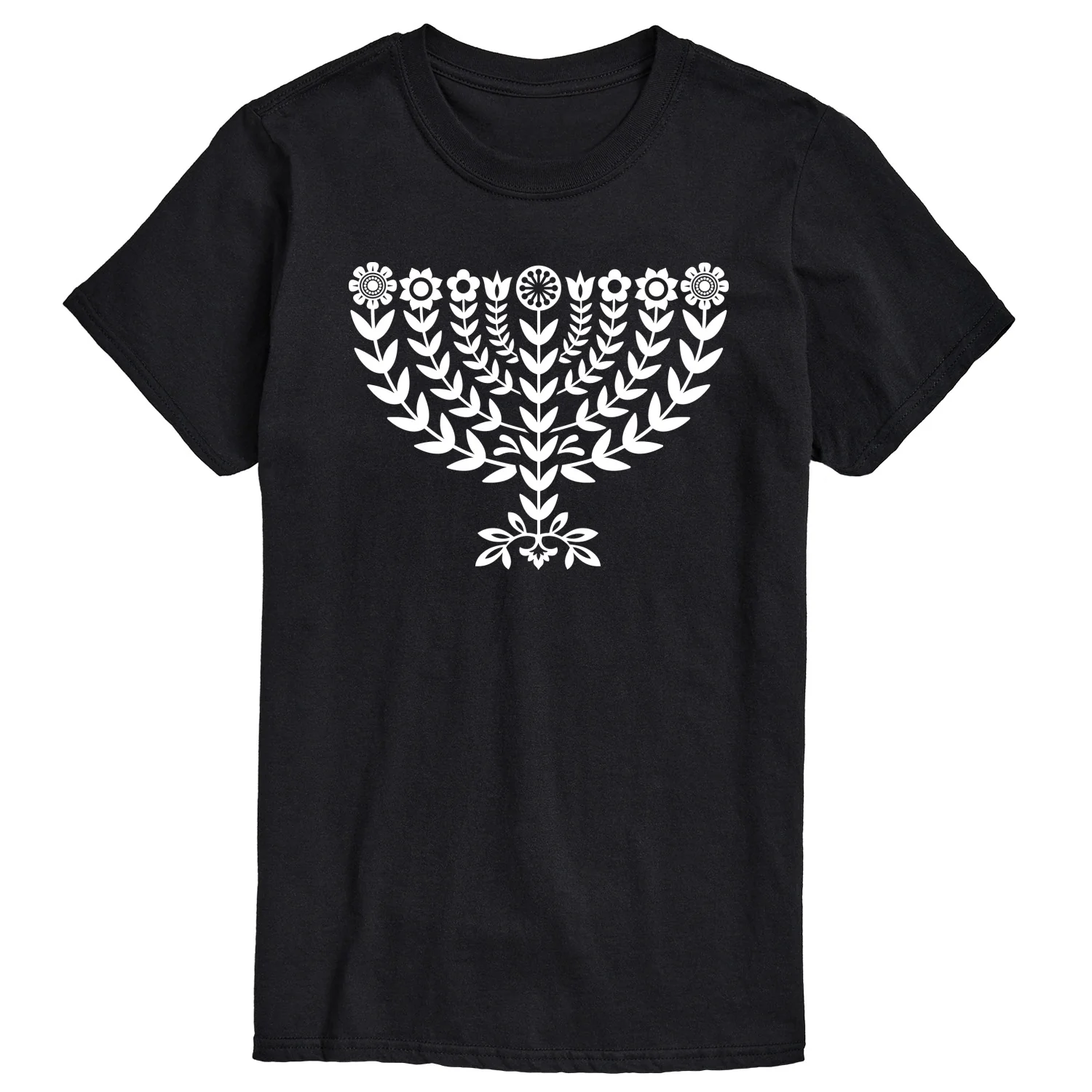 Instant Message - Floral Menorah - Men's Short Sleeve Graphic T-shirt