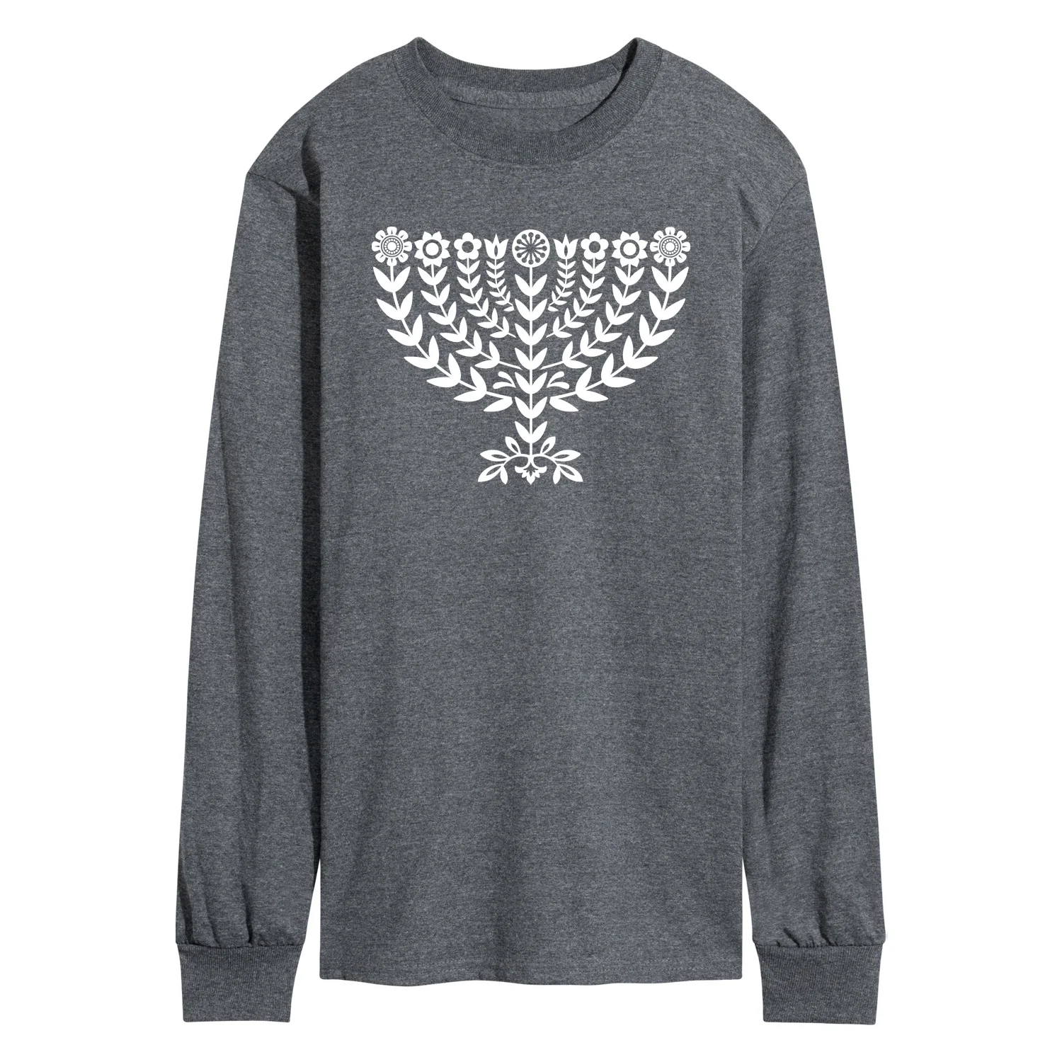 Instant Message - Floral Menorah - Men's Long Sleeve Graphic T-shirt - Image 2
