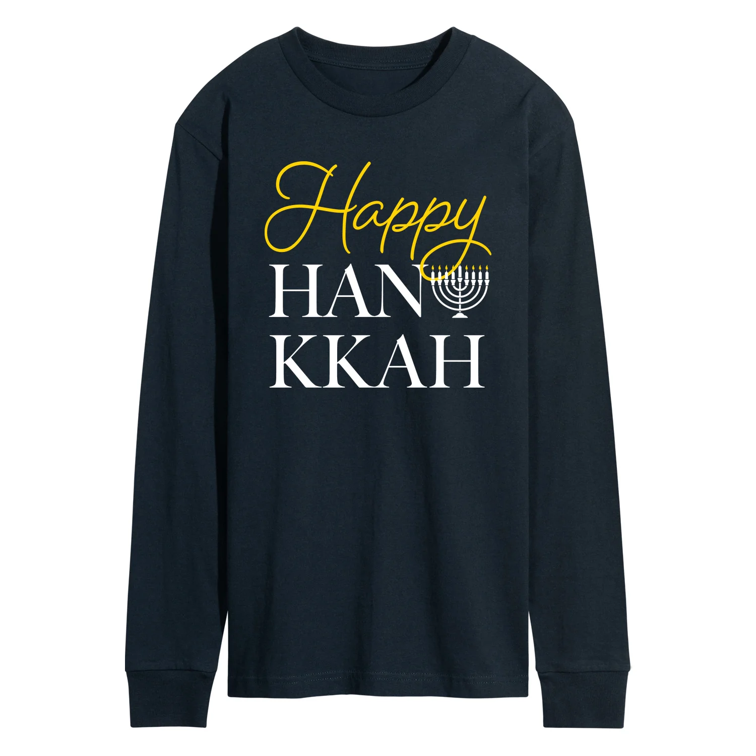 Instant Message - Happy Hanukkah - Men's Long Sleeve Graphic T-shirt - Image 3