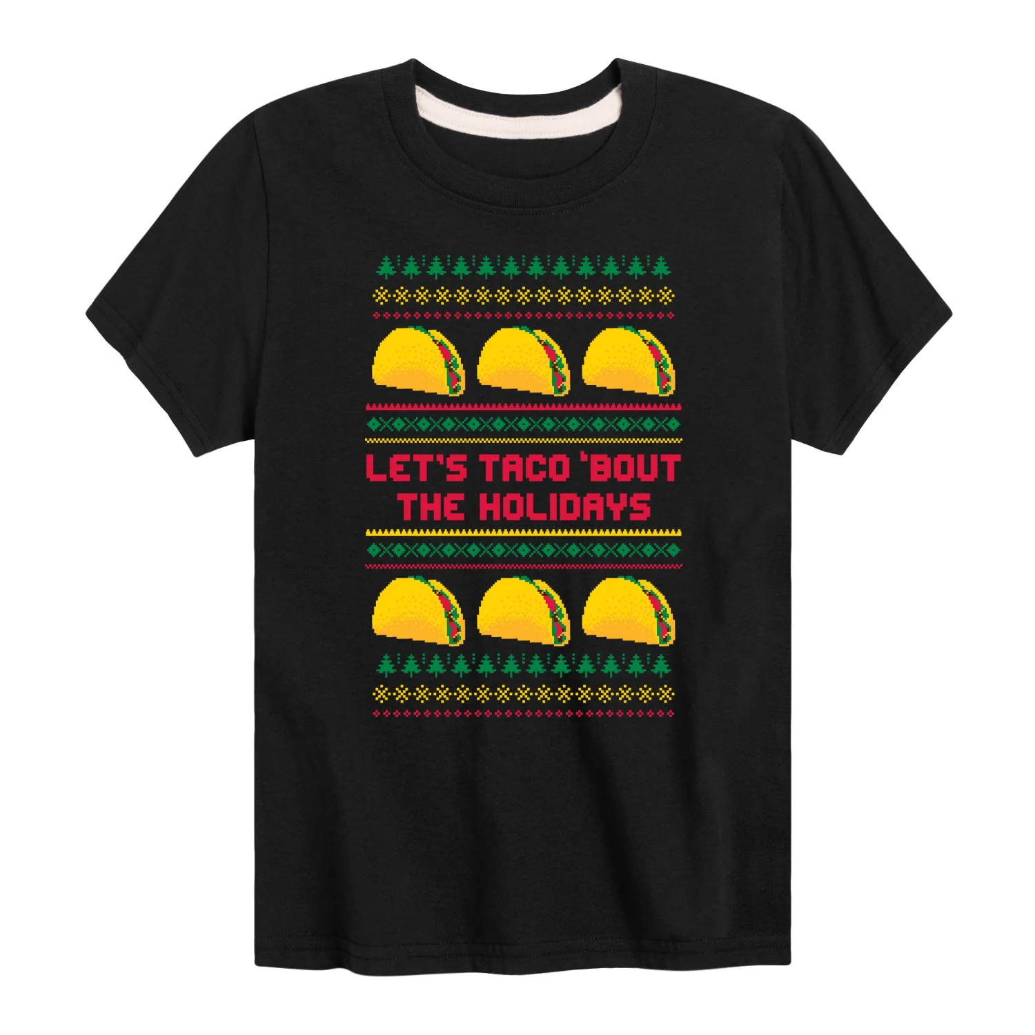 Instant Message - Lets Taco Bout The Holidays - Youth Short Sleeve Graphic T-shirt - Image 3
