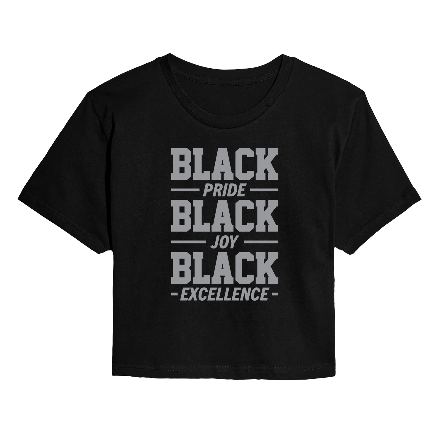 Instant Message - Black Pride Joy Excellence - Juniors Cropped Graphic T-Shirt