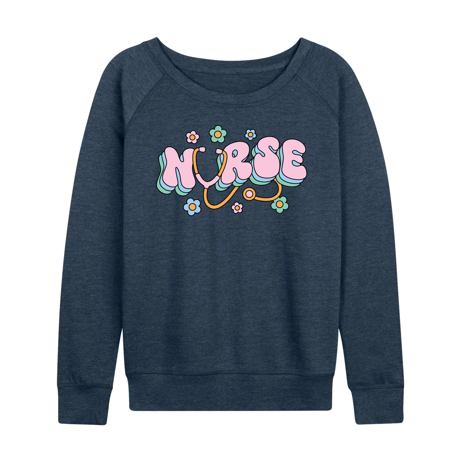 Instant Message - Nurse Flowers - Women's Lightweight French Terry Long Sleeve Shirt - Image 2