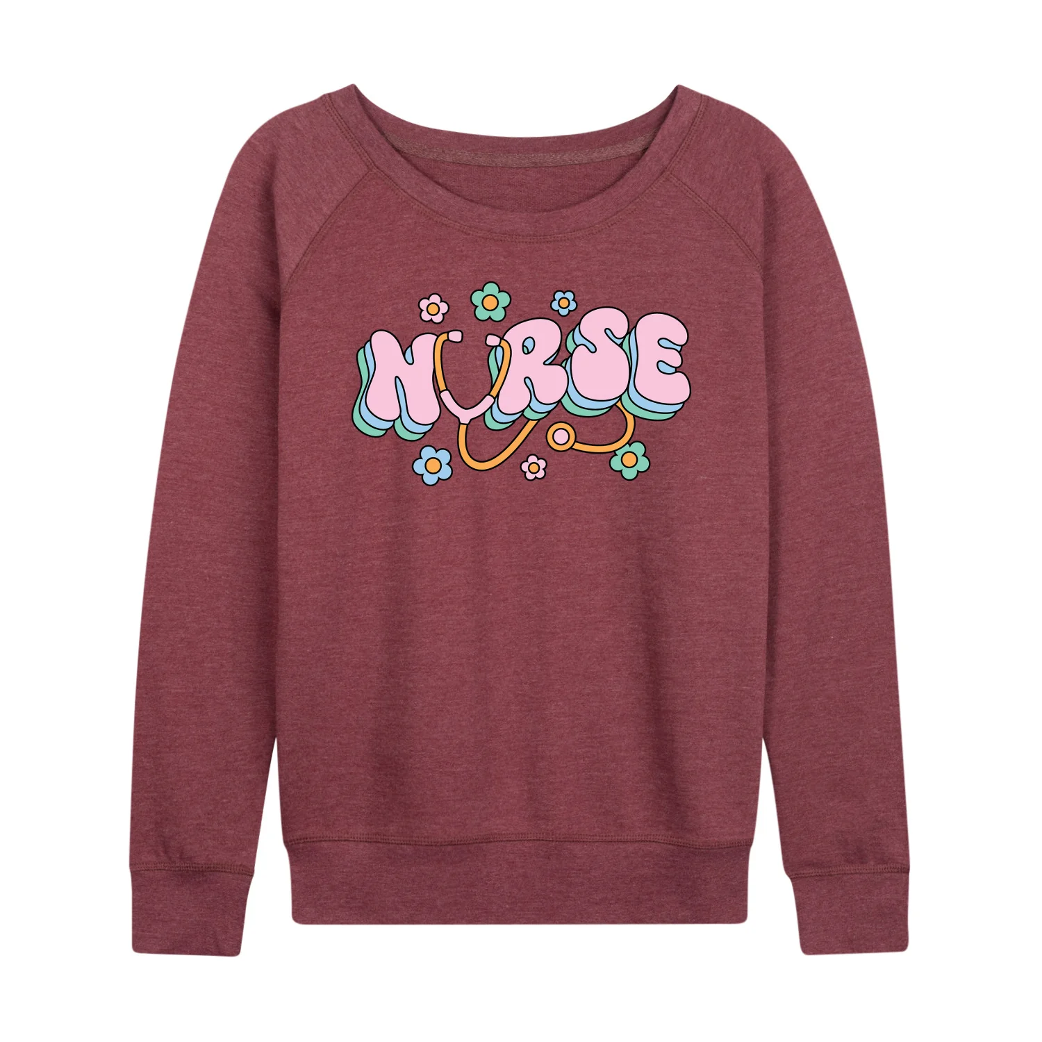 Instant Message - Nurse Flowers - Women's Lightweight French Terry Long Sleeve Shirt - Image 4
