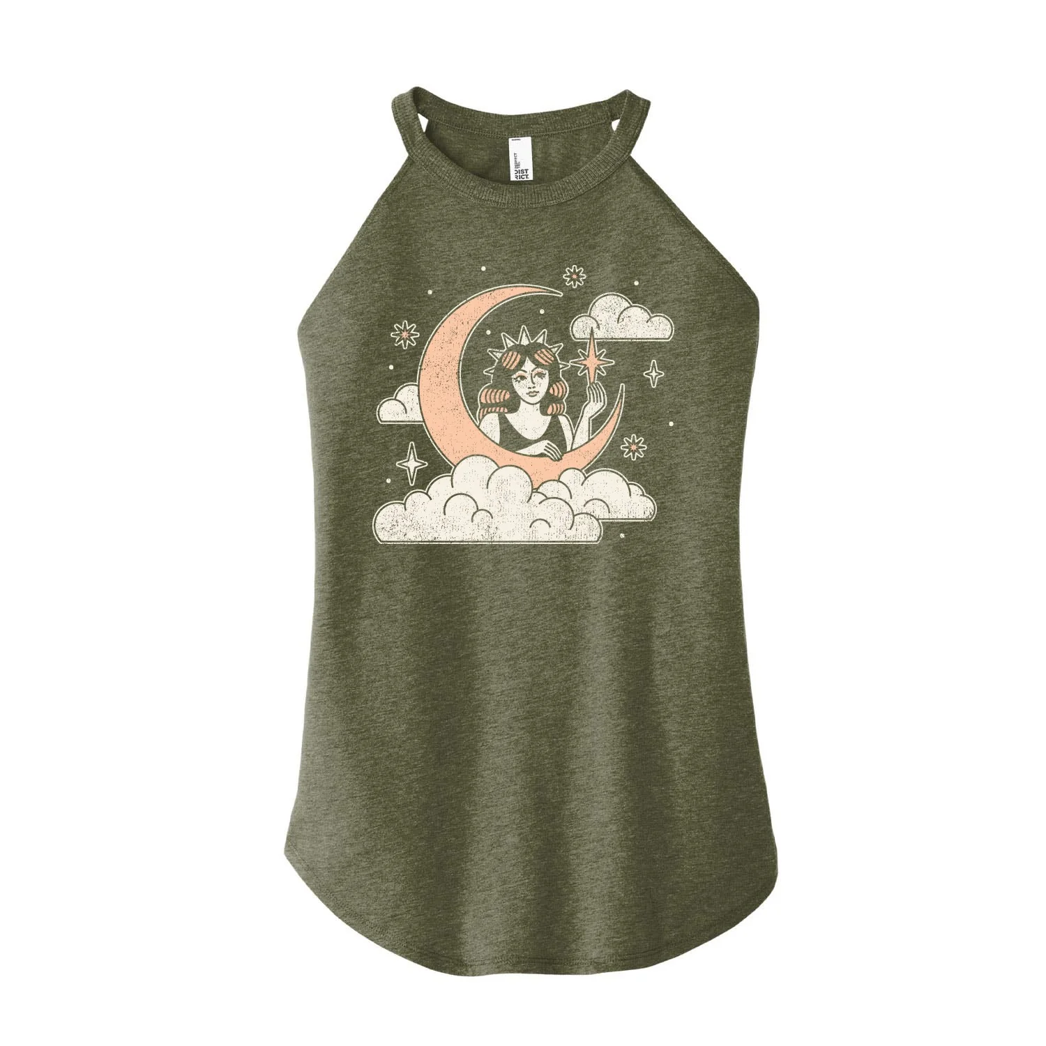 Instant Message - Celestial Moon Woman - Womens High Neck Tank - Image 2