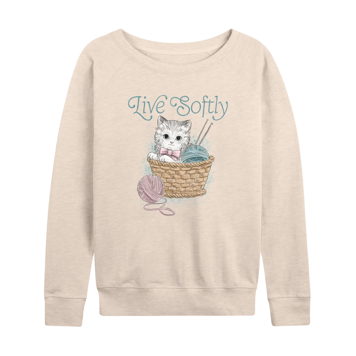 Instant Message - Live Softly - Women's French Terry Pullover Long Sleeve Shirt