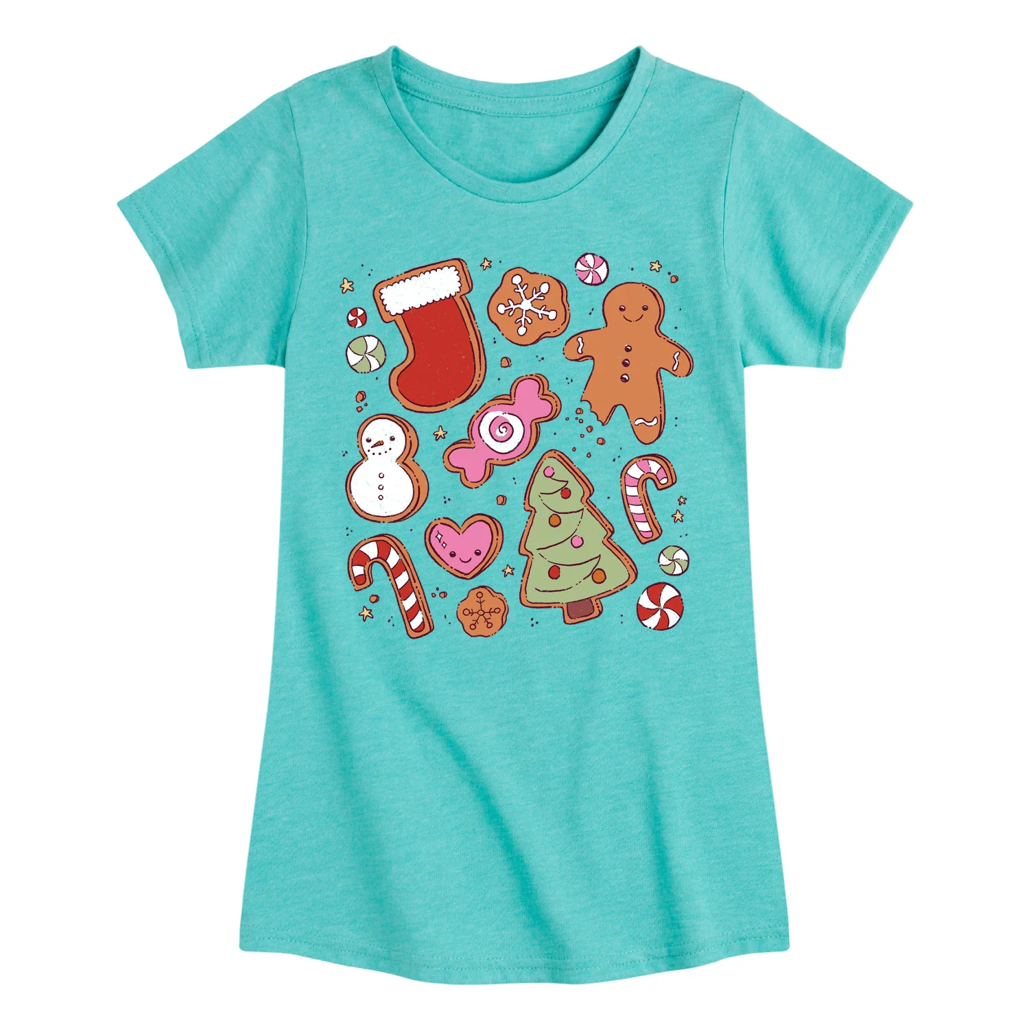 Instant Message - Kawaii Christmas Treats Toddler And Youth Girls Fitted Short Sleeve Graphic T-Shirt
