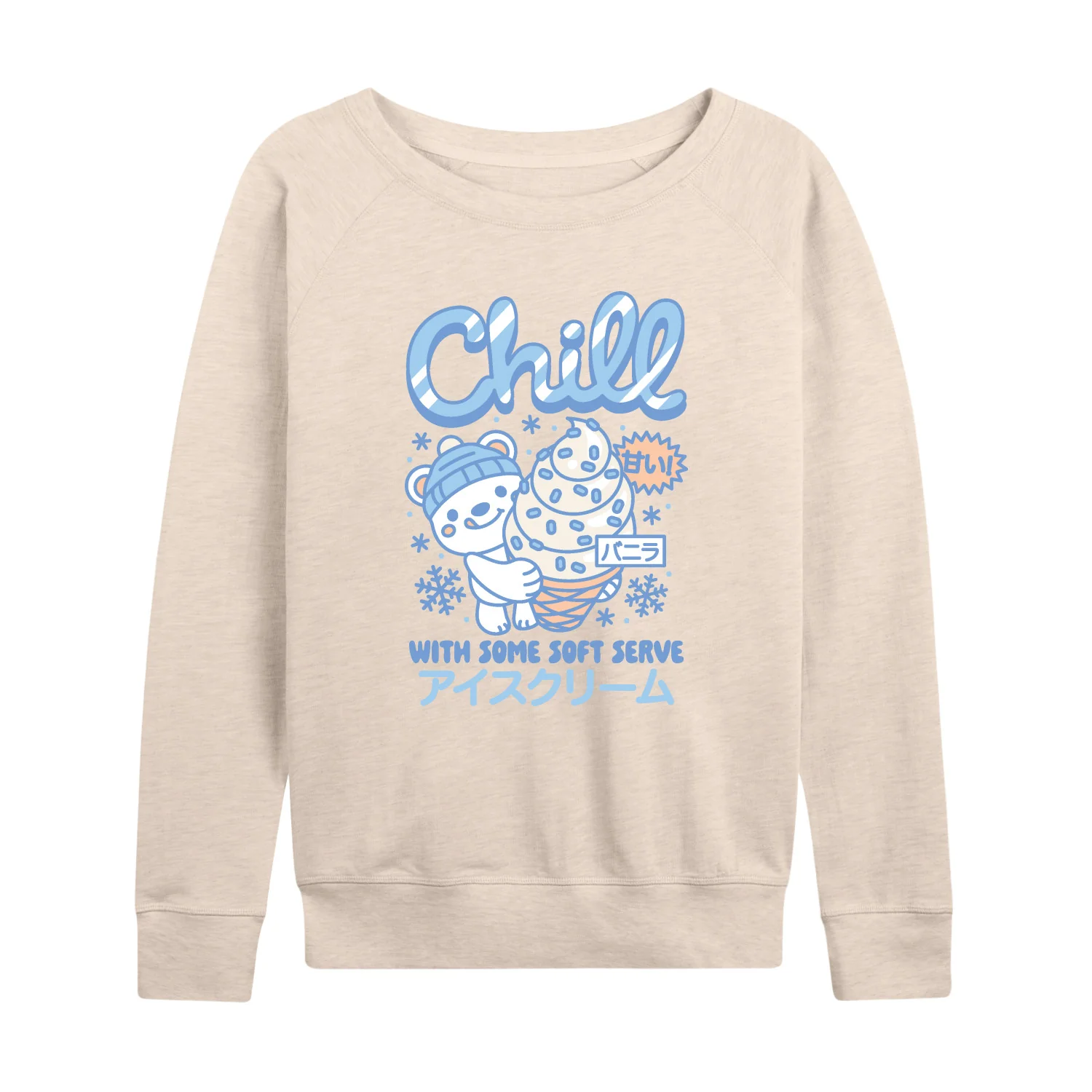Instant Message - Polar Bear Ice Cream - Women's French Terry Long Sleeve Pullover
