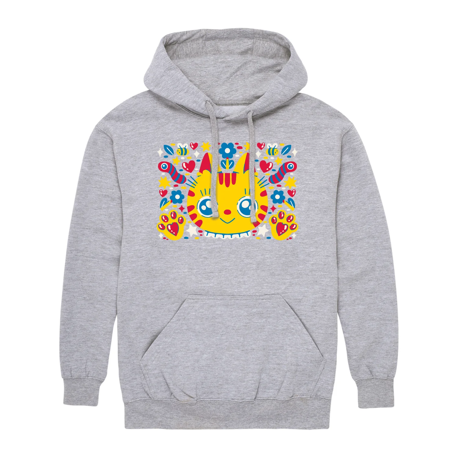 Instant Message - Cat Flower Doodles - Men's Fleece Hoodie Sweatshirt - Image 2