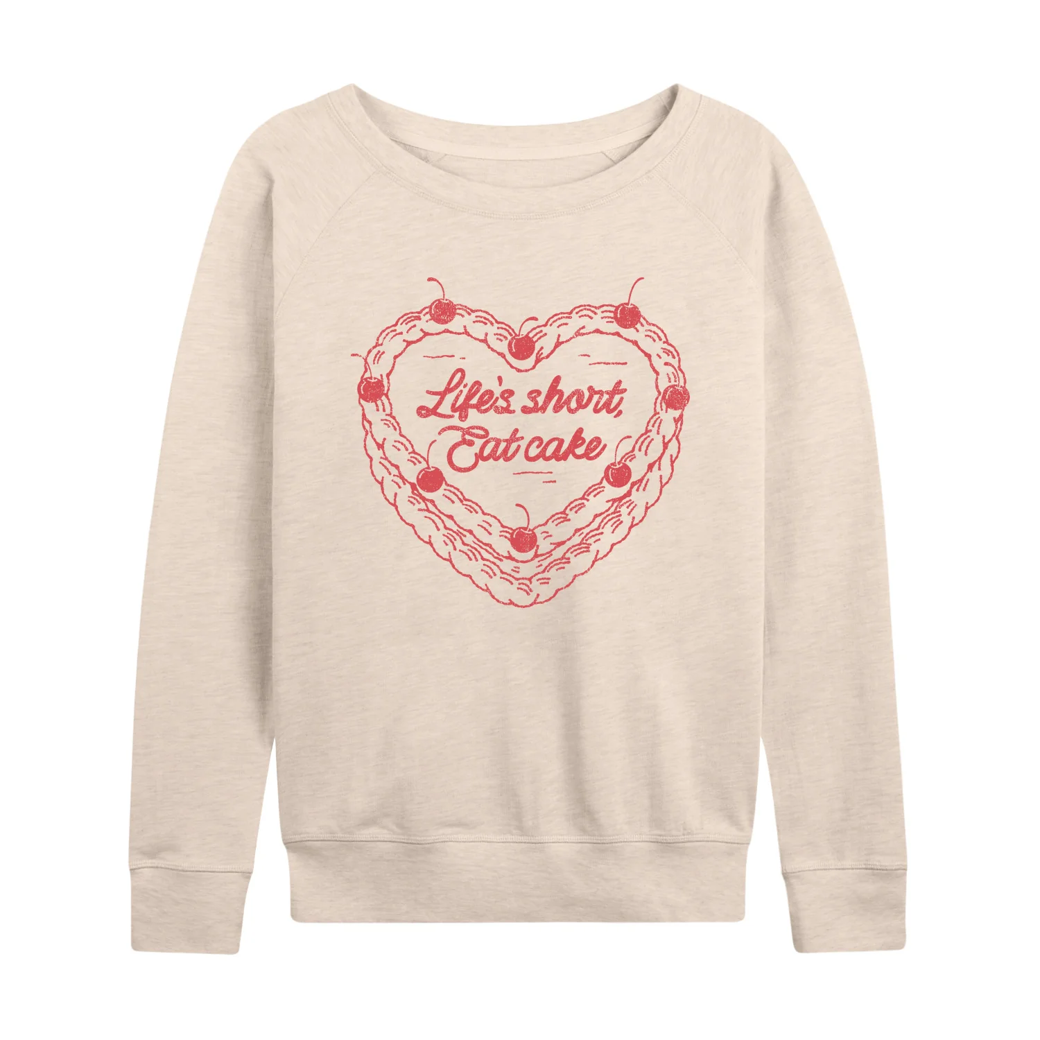 Instant Message - Eat Cake Heart - Womens Women's French Terry Long Sleeve Shirt