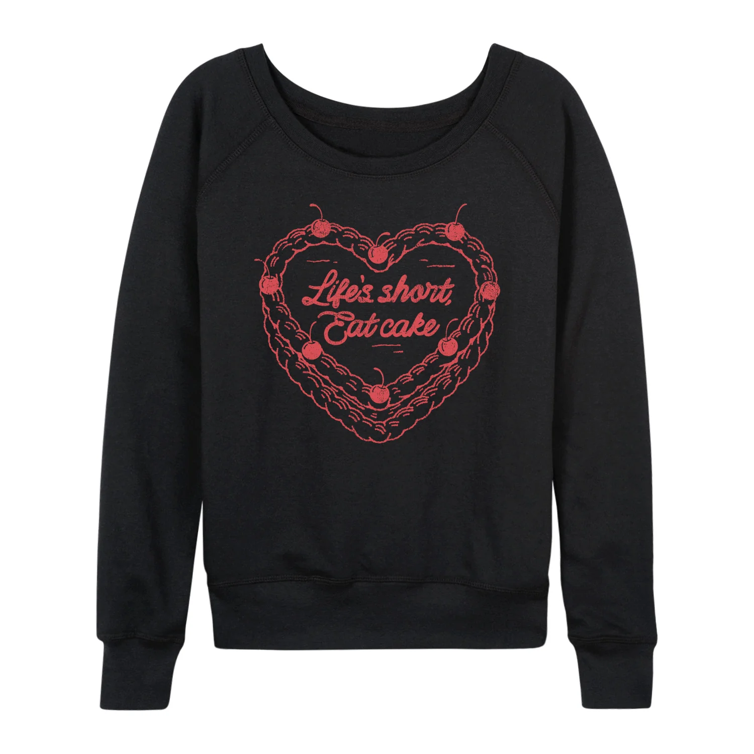 Instant Message - Eat Cake Heart - Womens Women's French Terry Long Sleeve Shirt - Image 2