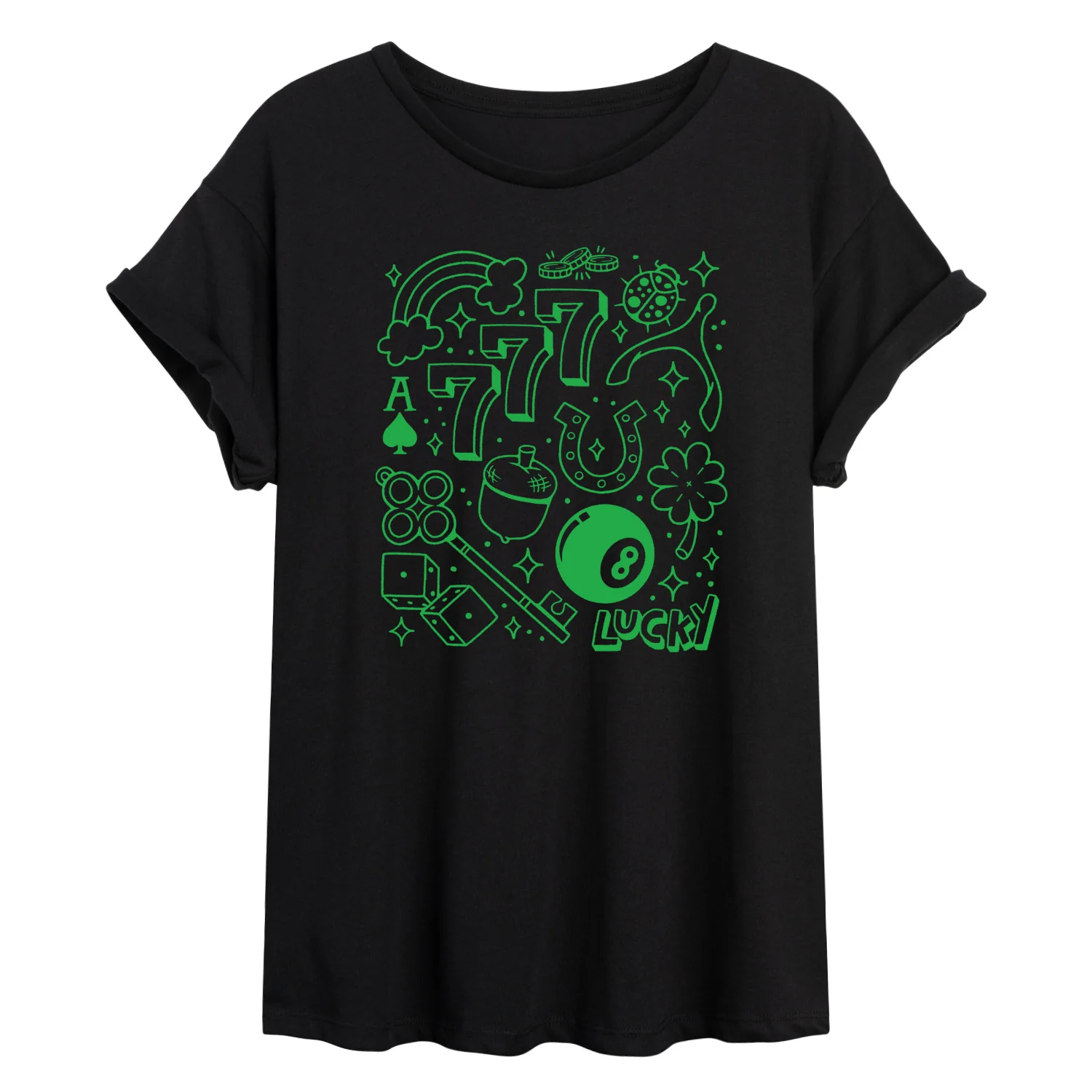 Instant Message - Lucky Cluster - Juniors Oversized Graphic T-Shirt - Image 3