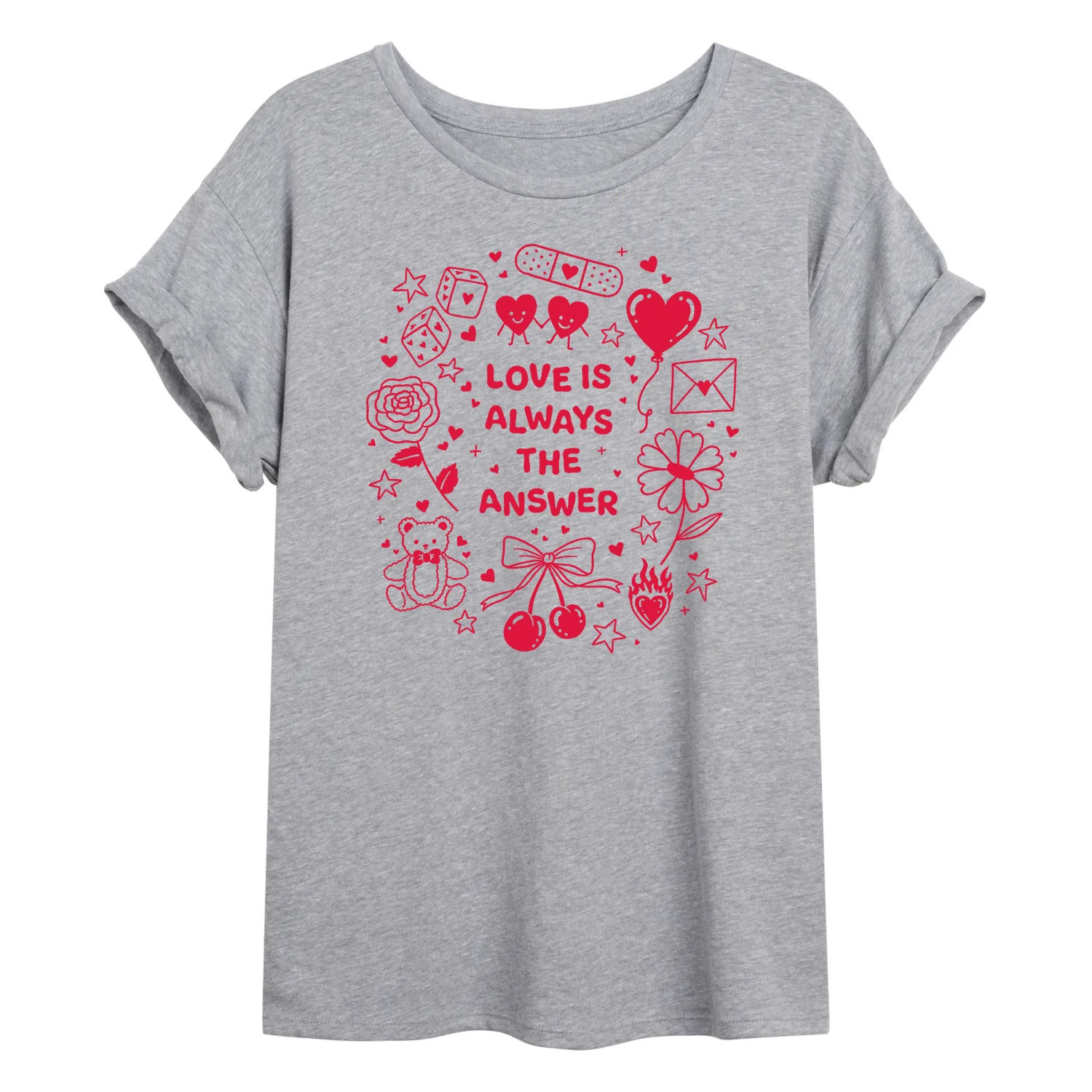 Instant Message - Love is Always the Answer - Juniors Oversized Graphic T-Shirt