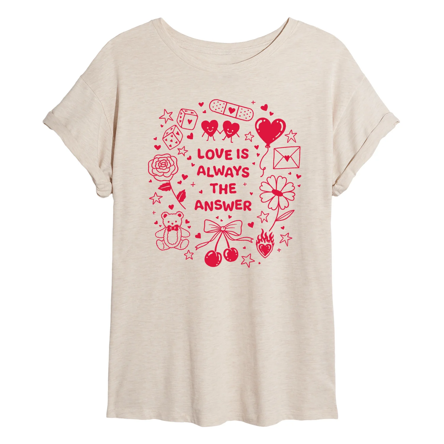 Instant Message - Love is Always the Answer - Juniors Oversized Graphic T-Shirt - Image 2