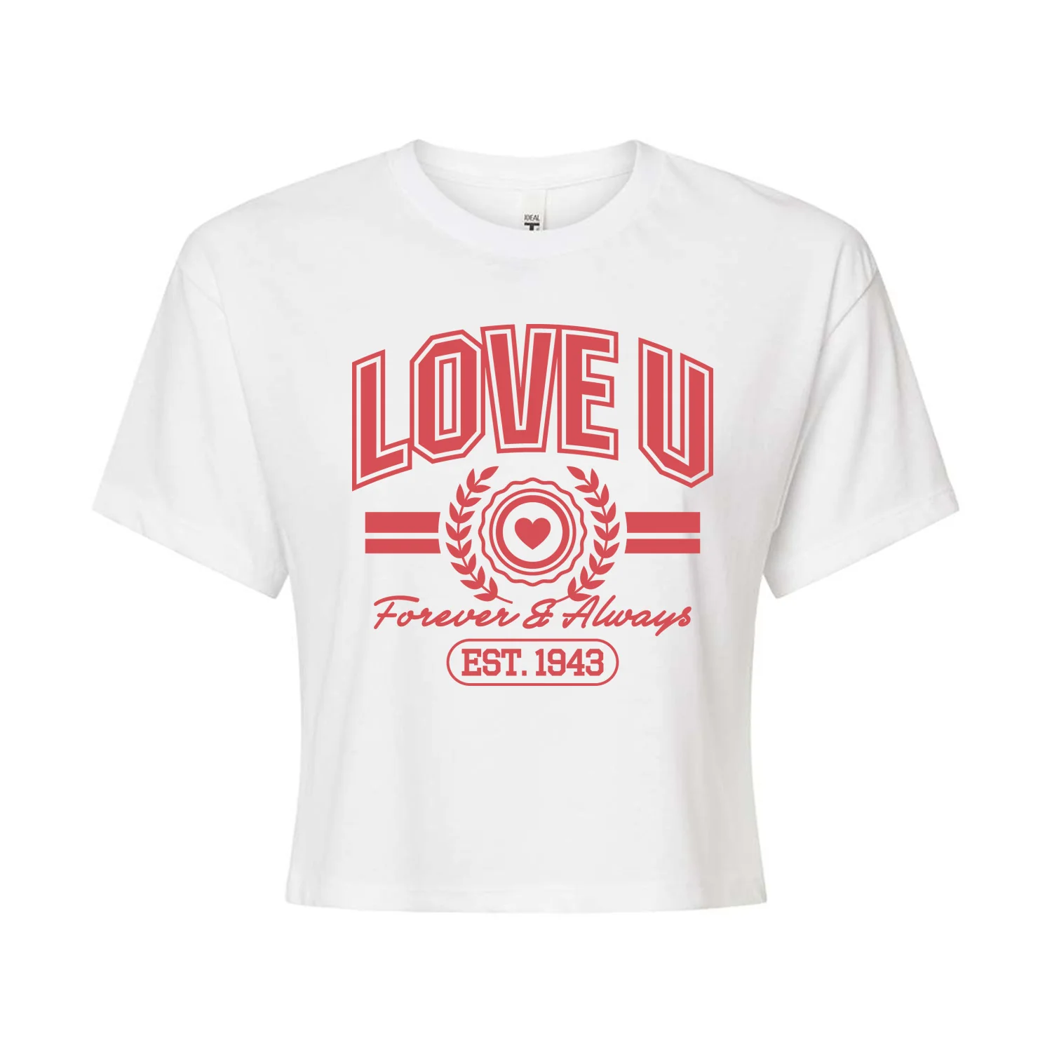Instant Message - Love U Forever & Always - Juniors Cropped Graphic T-Shirt