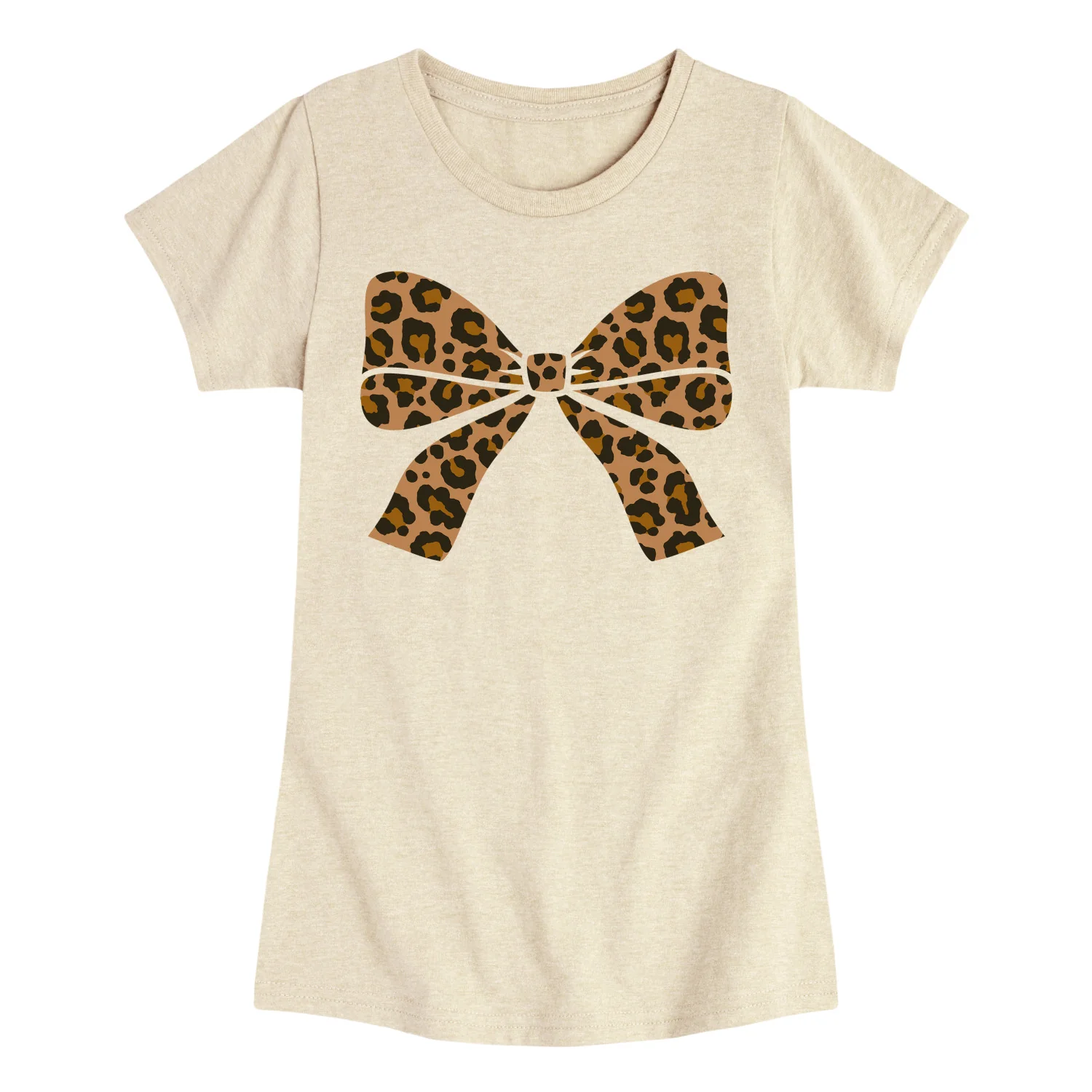 Instant Message - Leopard Print Bow - Youth Girls Fitted Short Sleeve T-Shirt - Image 2