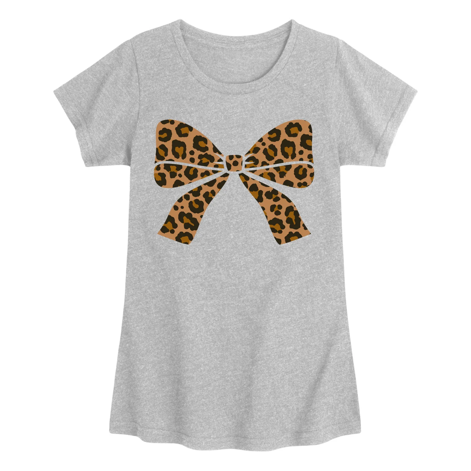 Instant Message - Leopard Print Bow - Youth Girls Fitted Short Sleeve T-Shirt - Image 3