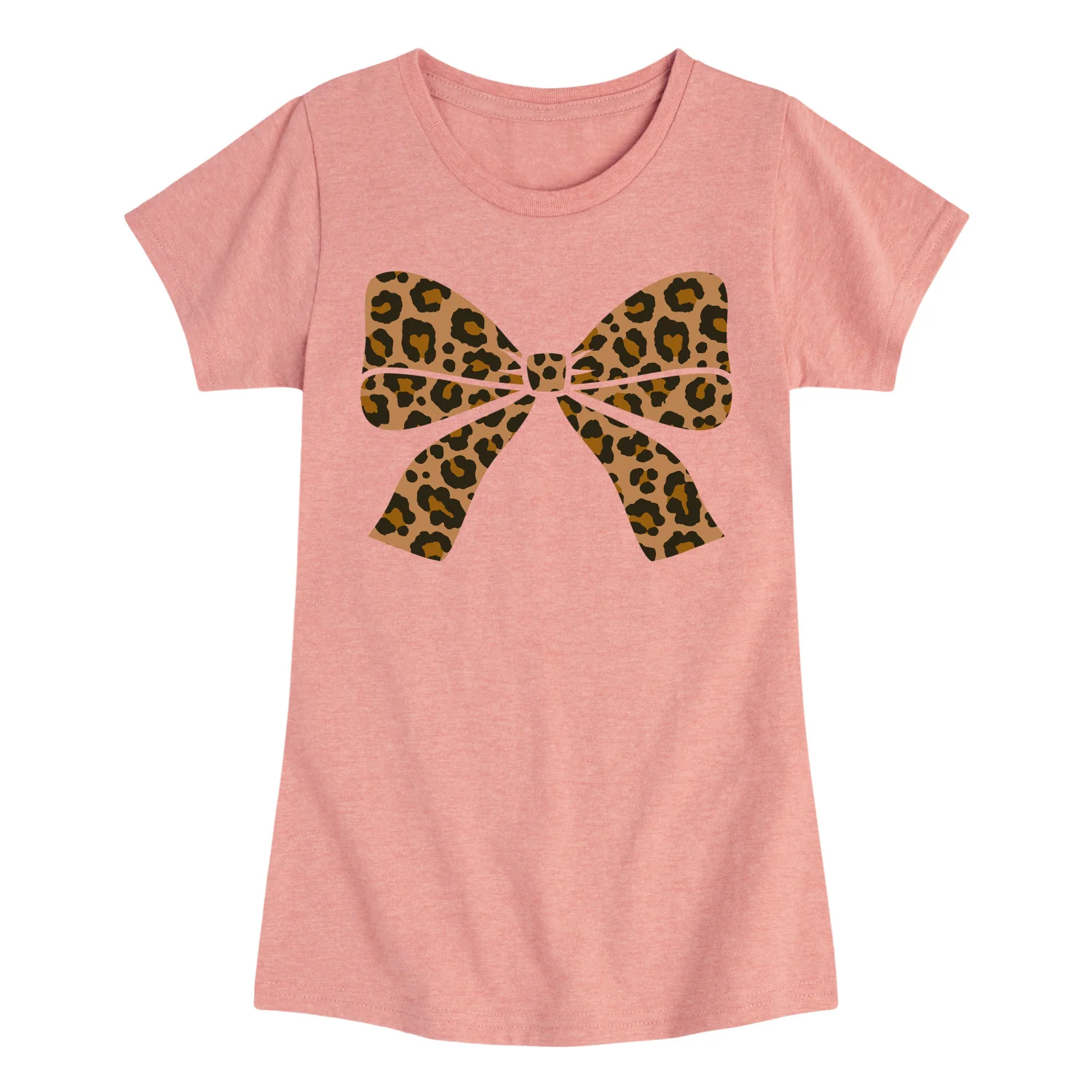 Instant Message - Leopard Print Bow - Youth Girls Fitted Short Sleeve T-Shirt - Image 4