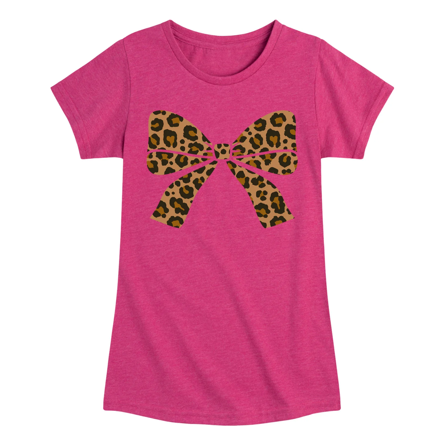 Instant Message - Leopard Print Bow - Youth Girls Fitted Short Sleeve T-Shirt - Image 5