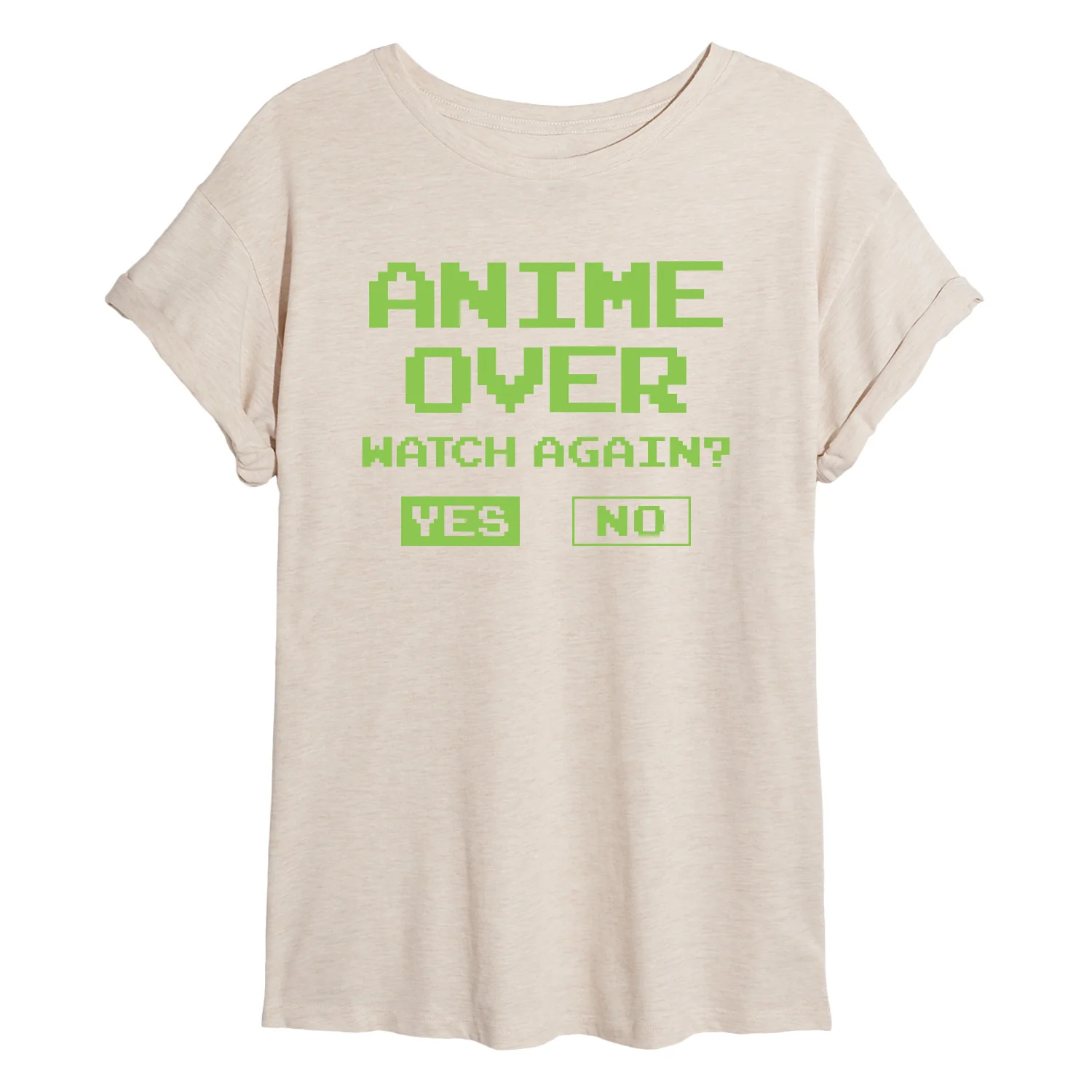 Instant Message - Anime Over Yes No - Juniors Oversized Graphic T-Shirt