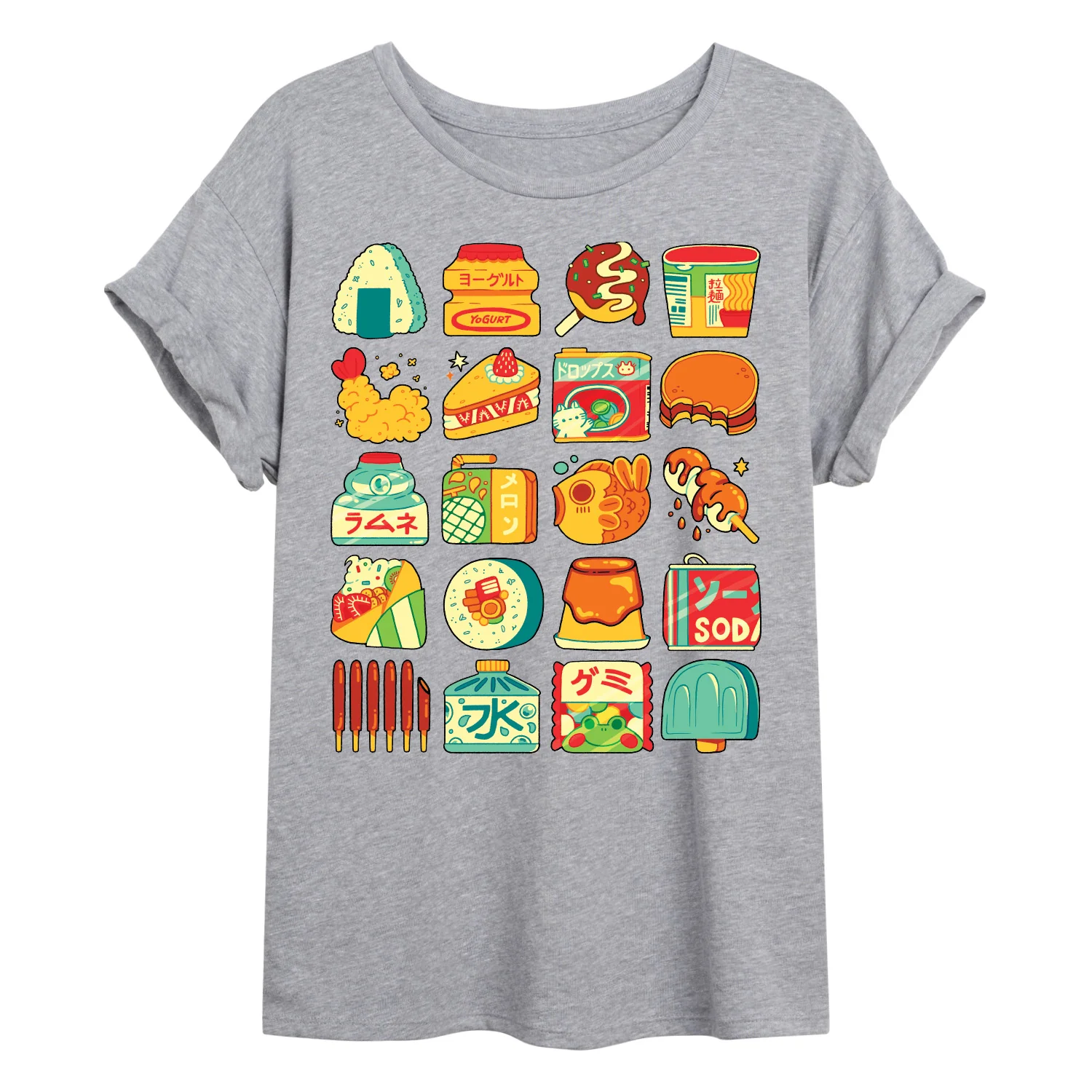Instant Message - Japanese Snacks - Juniors Oversized Graphic T-Shirt - Image 3