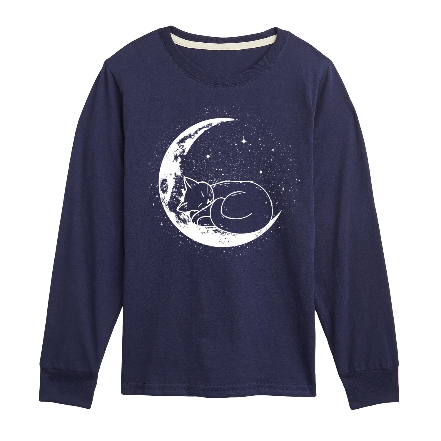 Instant Message - Cat Nap Moon - Youth Boys Long Sleeve Graphic T-Shirt